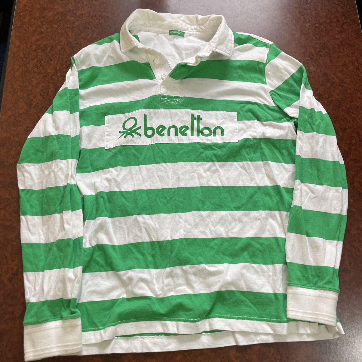 Benetton × United Colors Of Benetton Benetton striped polo sweatshirt longsleeve tee shirt old Size US XXL / EU 58 / 5 - 1 Thumbnail