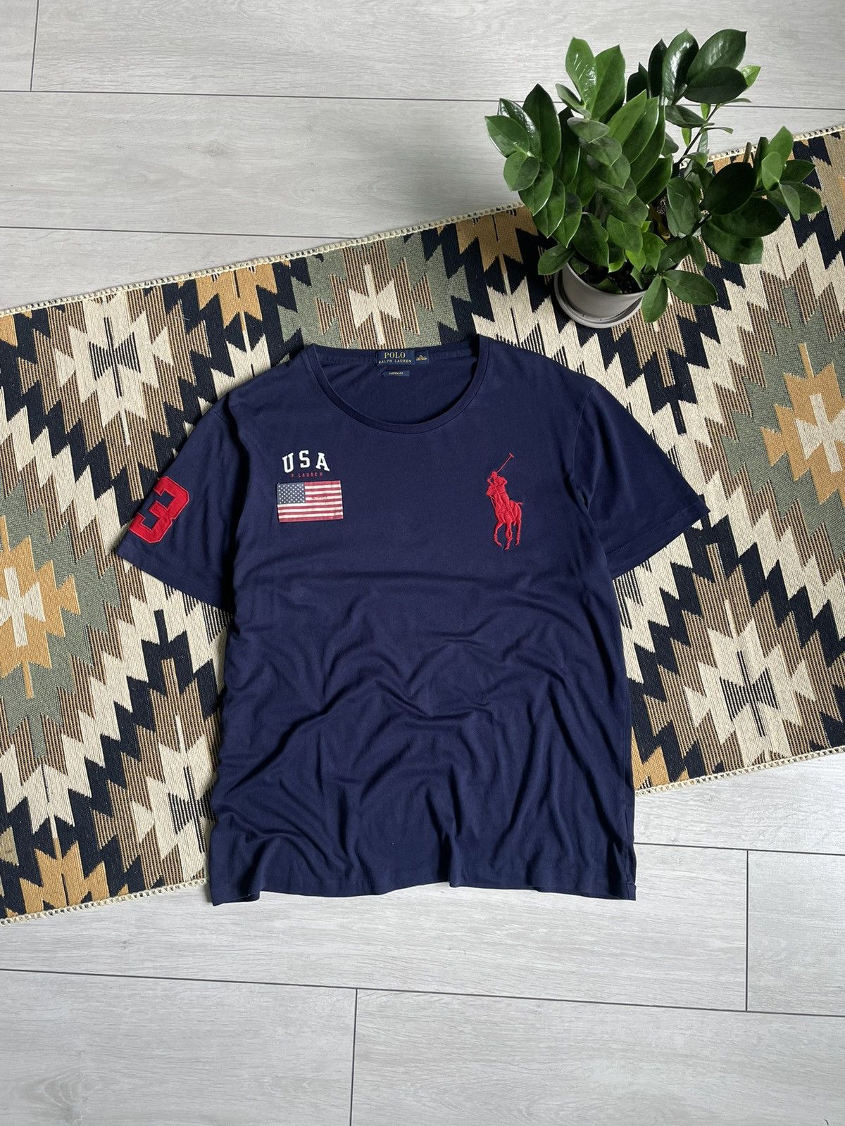 Vintage Polo Ralph Lauren USA Flag Y2K T-shirt Size US XL / EU 56 / 4 - 1 Thumbnail