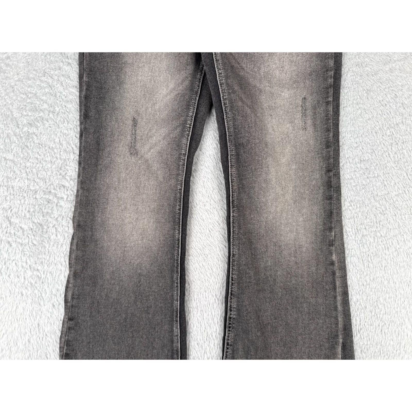 Vintage Romwe Jeans Womens 4 Gray Black Denim Flared Distressed Cotton Blend Mid 25x30 Size 27" / US 4 / IT 40 - 3 Thumbnail