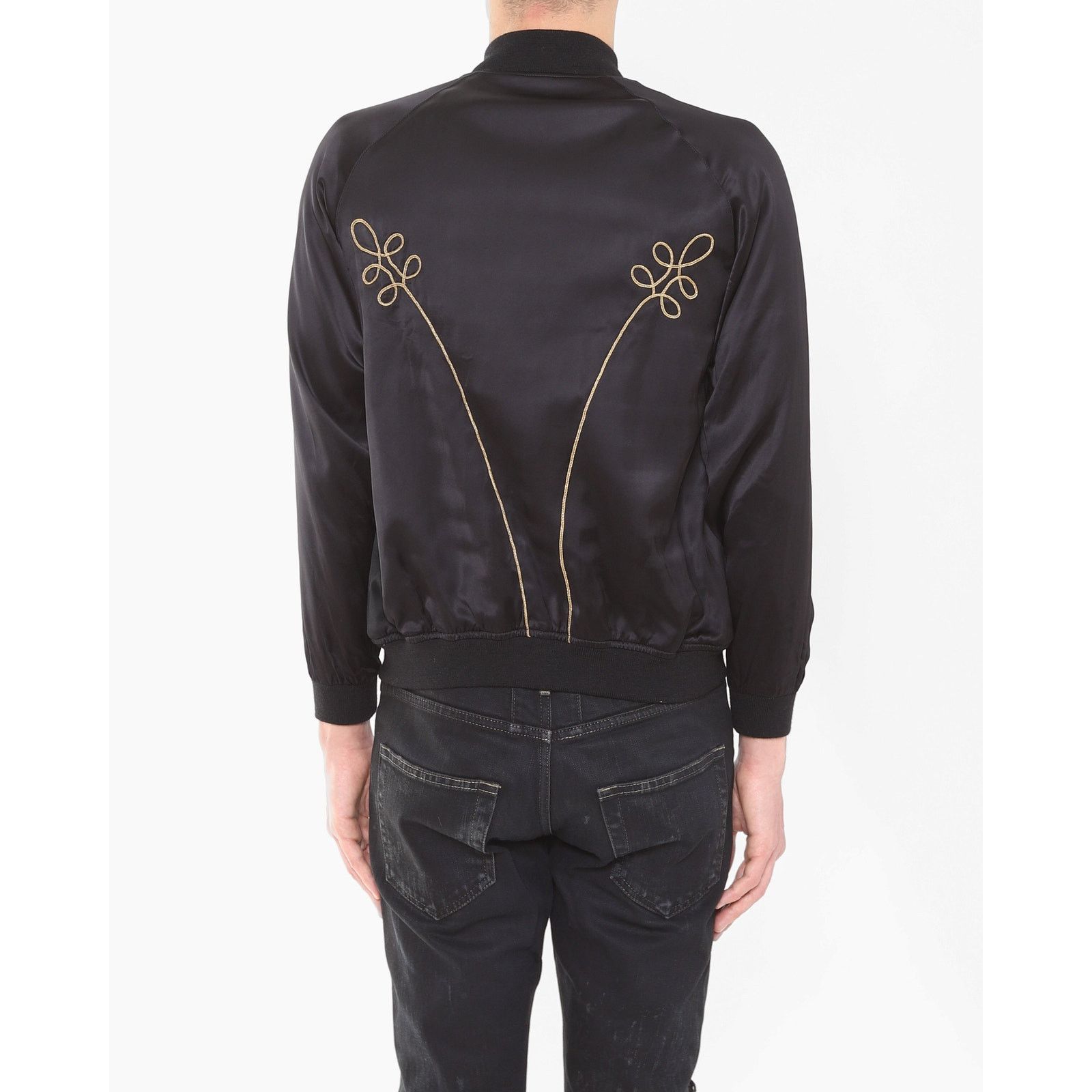 Saint Laurent Paris SS15 Napoleon Bomber in Black Satin Size US M / EU 48-50 / 2 - 2 Thumbnail