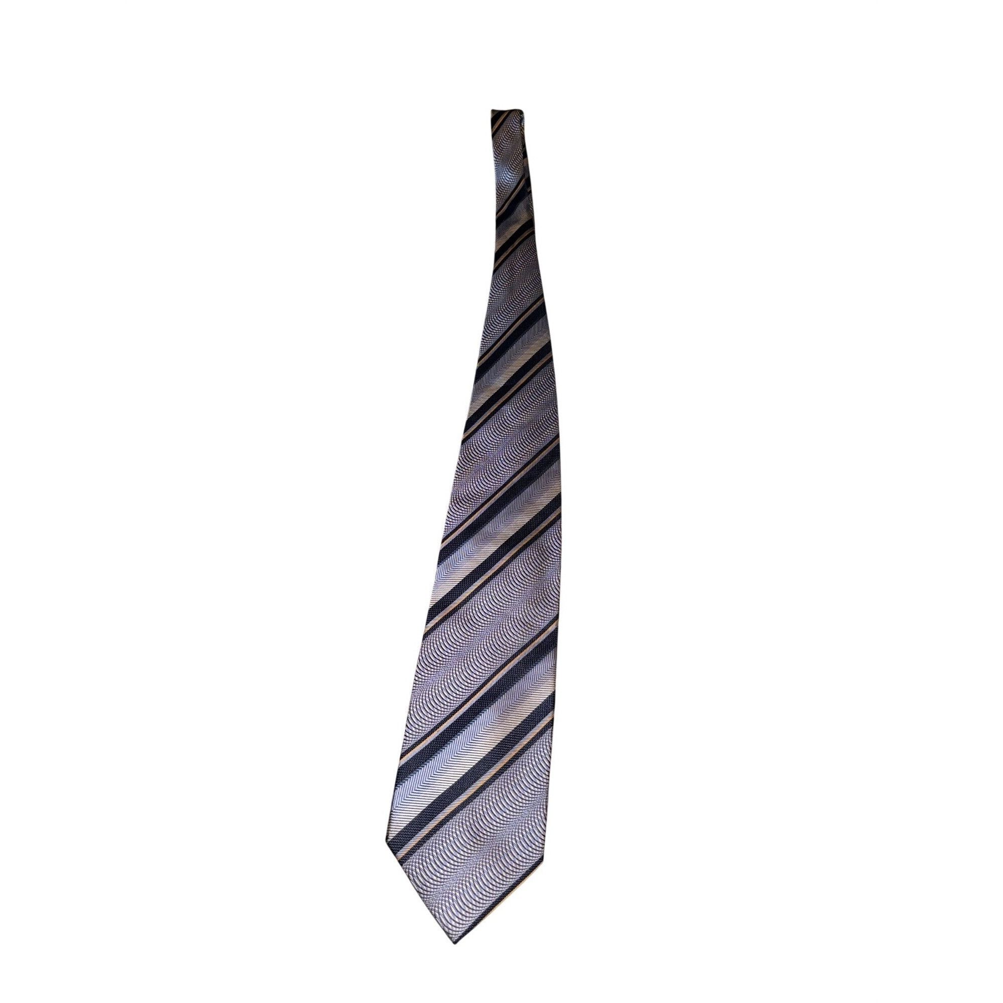Other Fusion Mens Striped Silk Tie In Blue & Gold Tones Size ONE SIZE - 1 Thumbnail