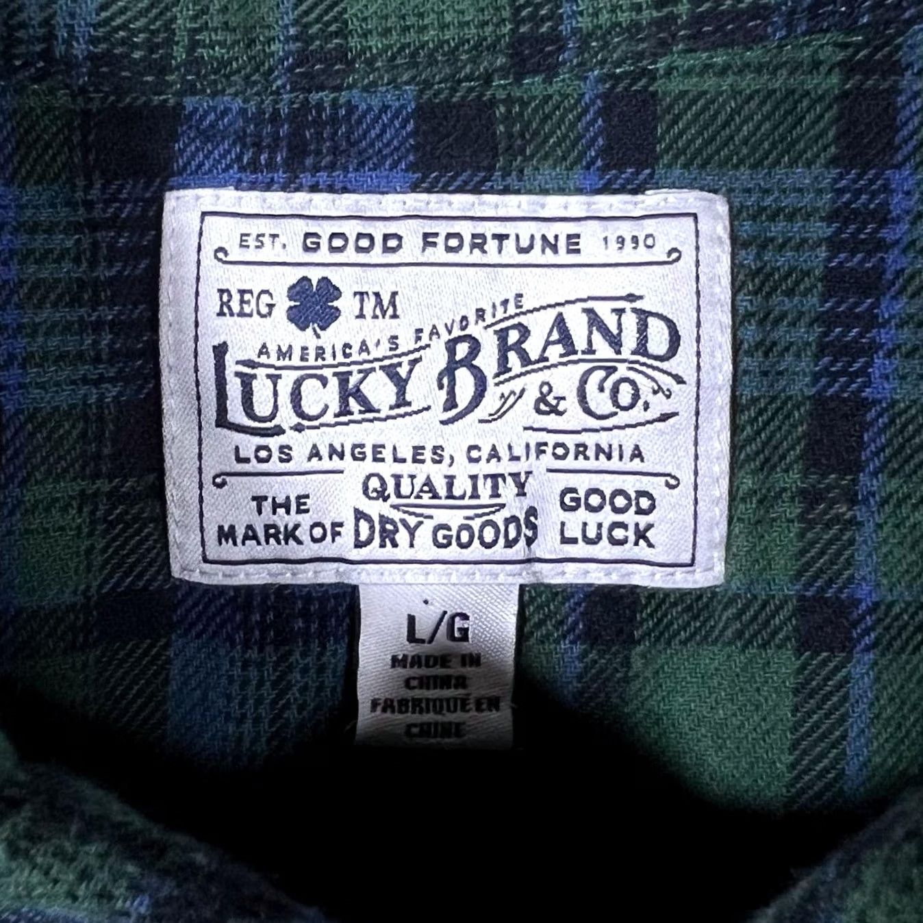 Lucky Brand Lucky Brand Cowboy Western Tartan Plaid Check Long Sleeve Button-Up Flannel Shirt L Men Regular Cotton Green Blue Black Check 100% Size US L / EU 52-54 / 3 - 4 Thumbnail