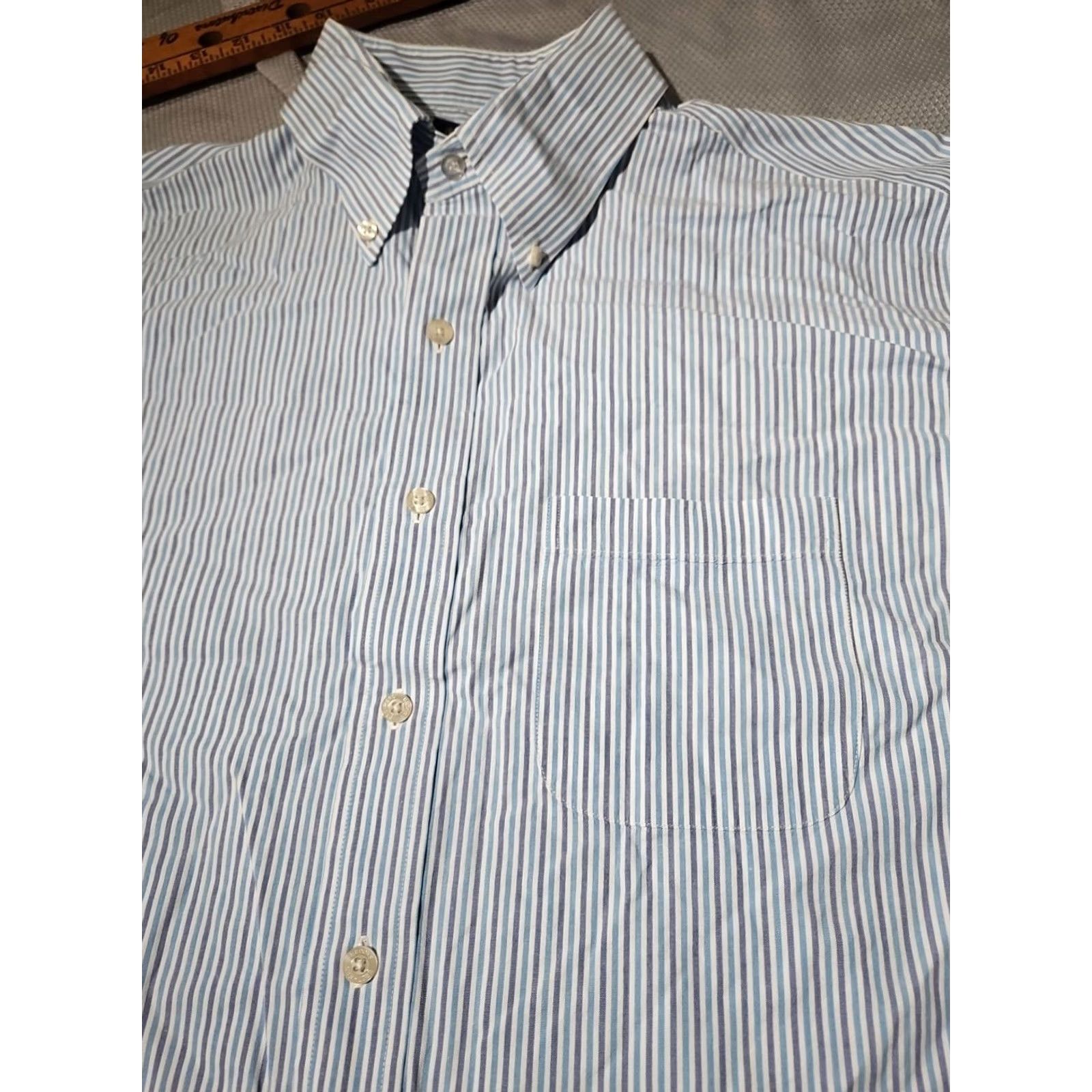 Brooks Brothers Brooks Brothers Shirt Mens Large Blue Striped Button Oxford Casual Preppy Luxury Oxford Shirt Size US L / EU 52-54 / 3 - 2 Thumbnail