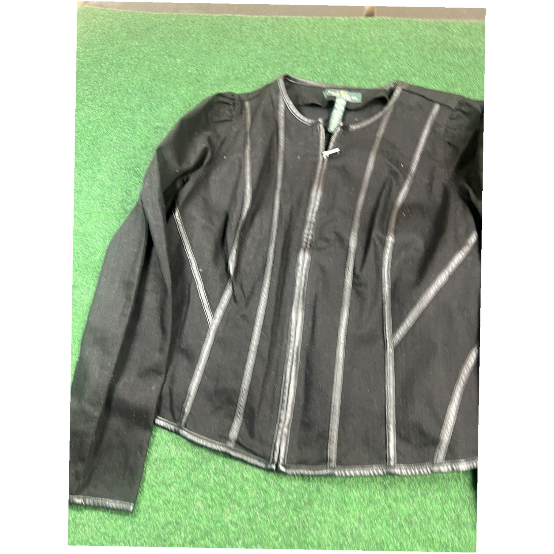 CO LRL Ralph Lauren Jeans Co Equestrian Denim Jacket Size Large Black 14 Zip Up Size 36" / US 14 / IT 50 - 3 Thumbnail