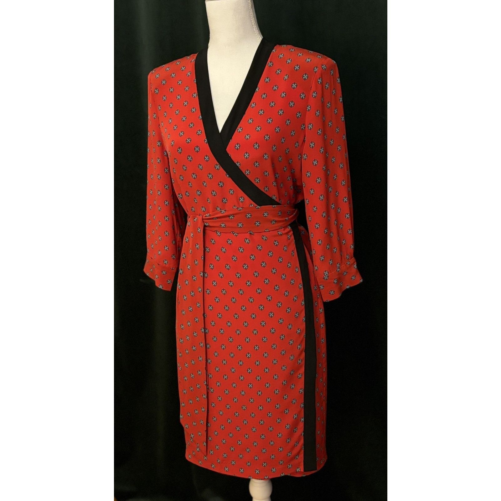 L'AGENCE L'Agence Silk Wrap Dress Red Navy Pattern Small Size S / US 4 / IT 40 - 15 Thumbnail