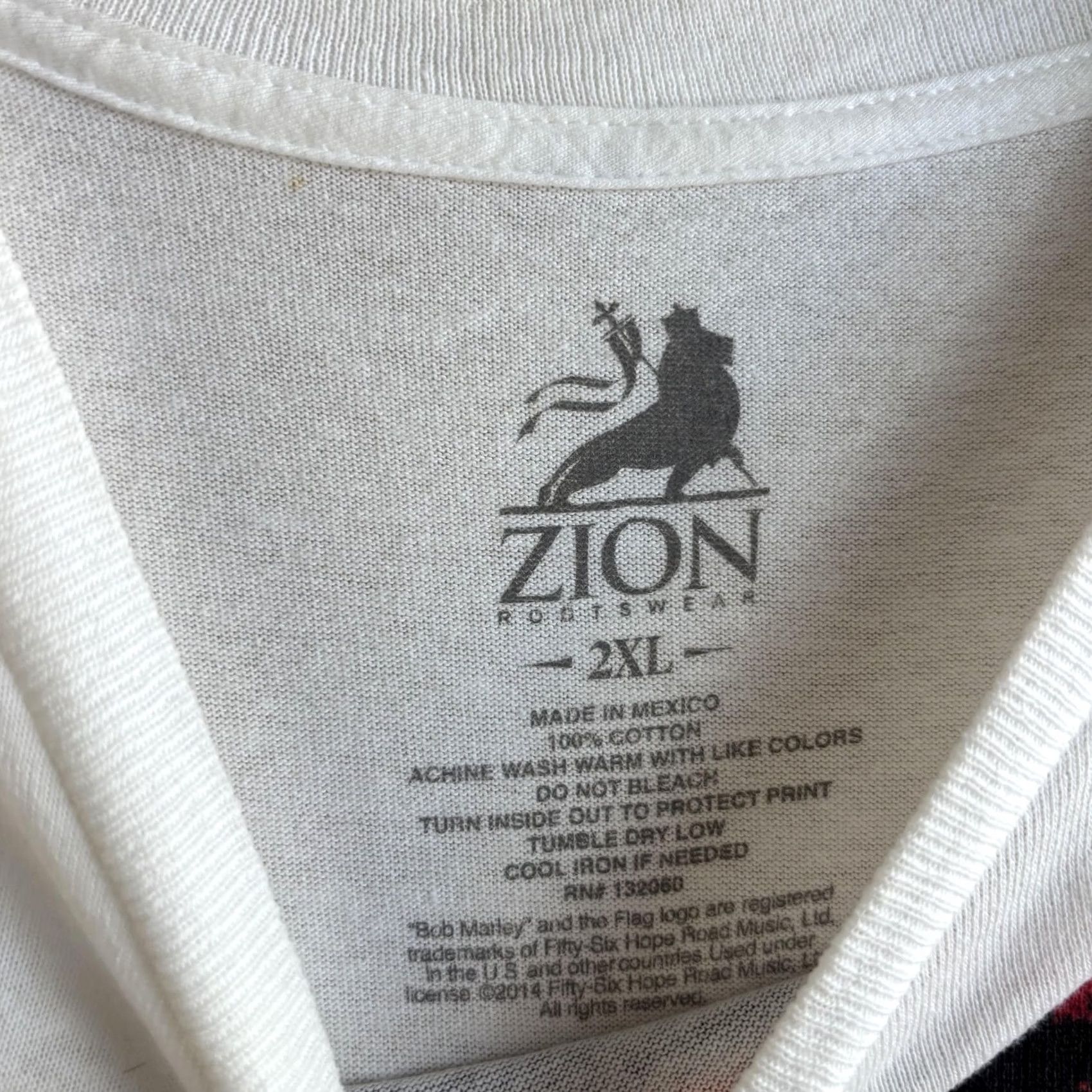 Vintage Bob Marley Zion Rootswear Shirt Mens 2XL White Jamaica 56 Hope Road Tee T-Shirt Size US XXL / EU 58 / 5 - 3 Thumbnail