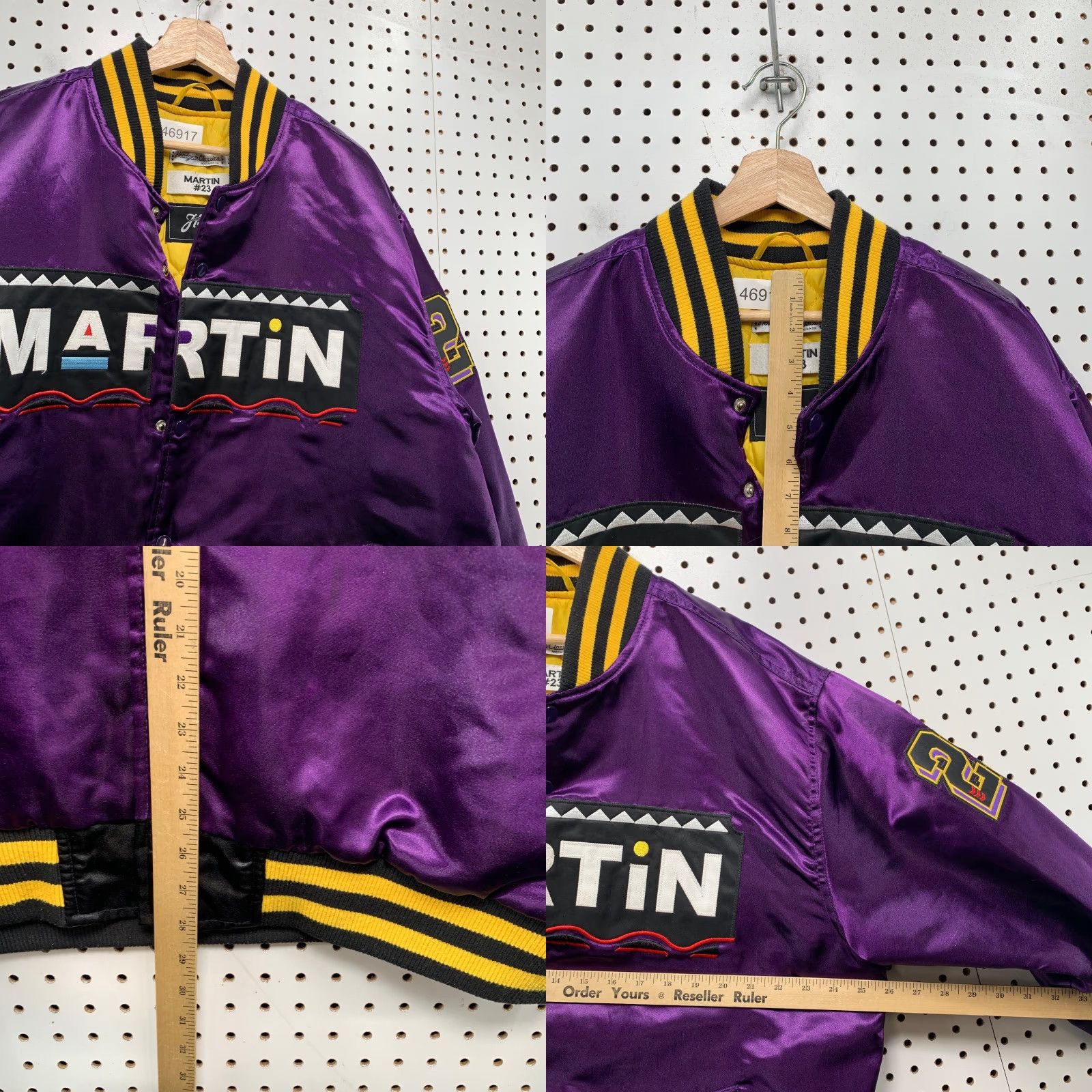 Vintage VINTAGE Headgear Classic Mens 2XL Martin Lawrence Satin Jacket Purple Bomber Jacket TV Sports Funny 90s Mens Size US XXL / EU 58 / 5 - 8 Thumbnail