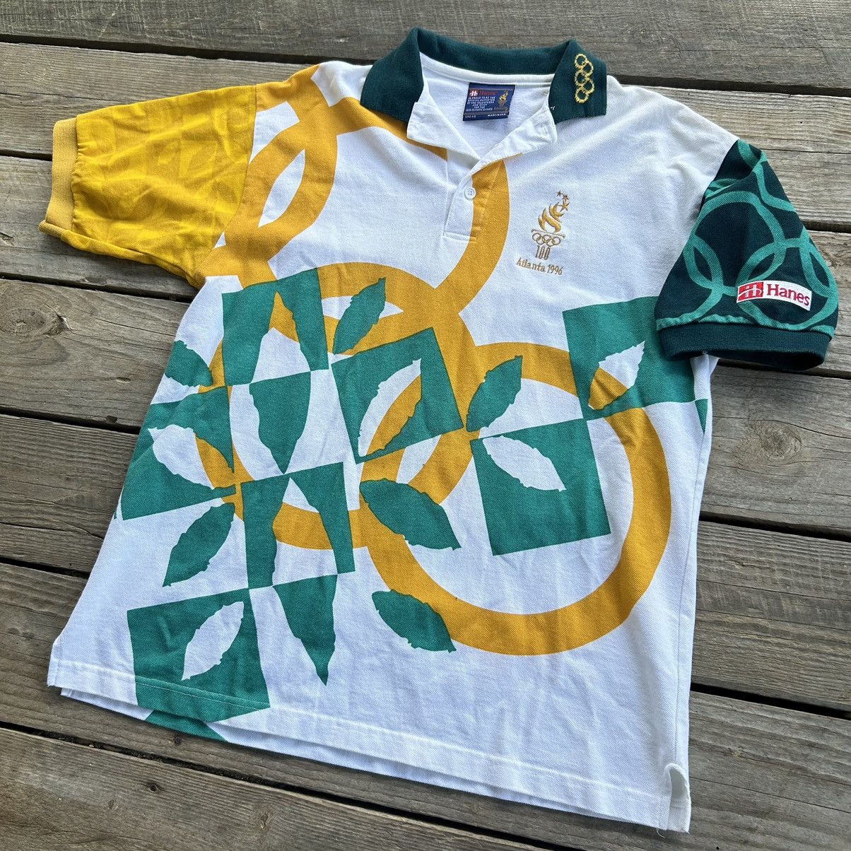 Vintage Vintage Atlanta 1996 Olympics All Over Print Logo Polo Shirt Size US M / EU 48-50 / 2 - 2 Thumbnail