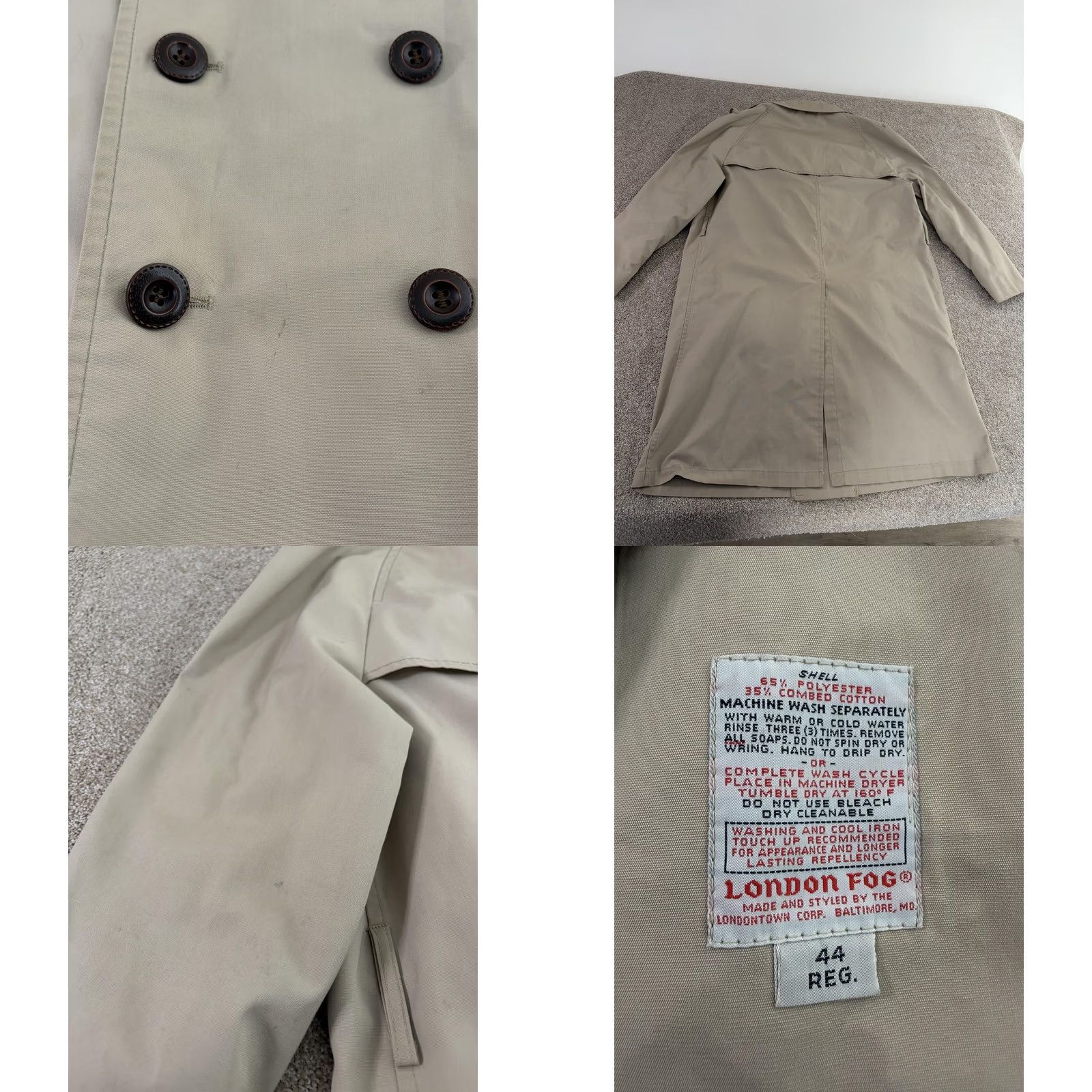 London Fog VINTAGE London Fog Maincoats Trench Coat Mens 44 Beige Double Breasted Raincoat Size US S / EU 44-46 / 1 - 8 Thumbnail