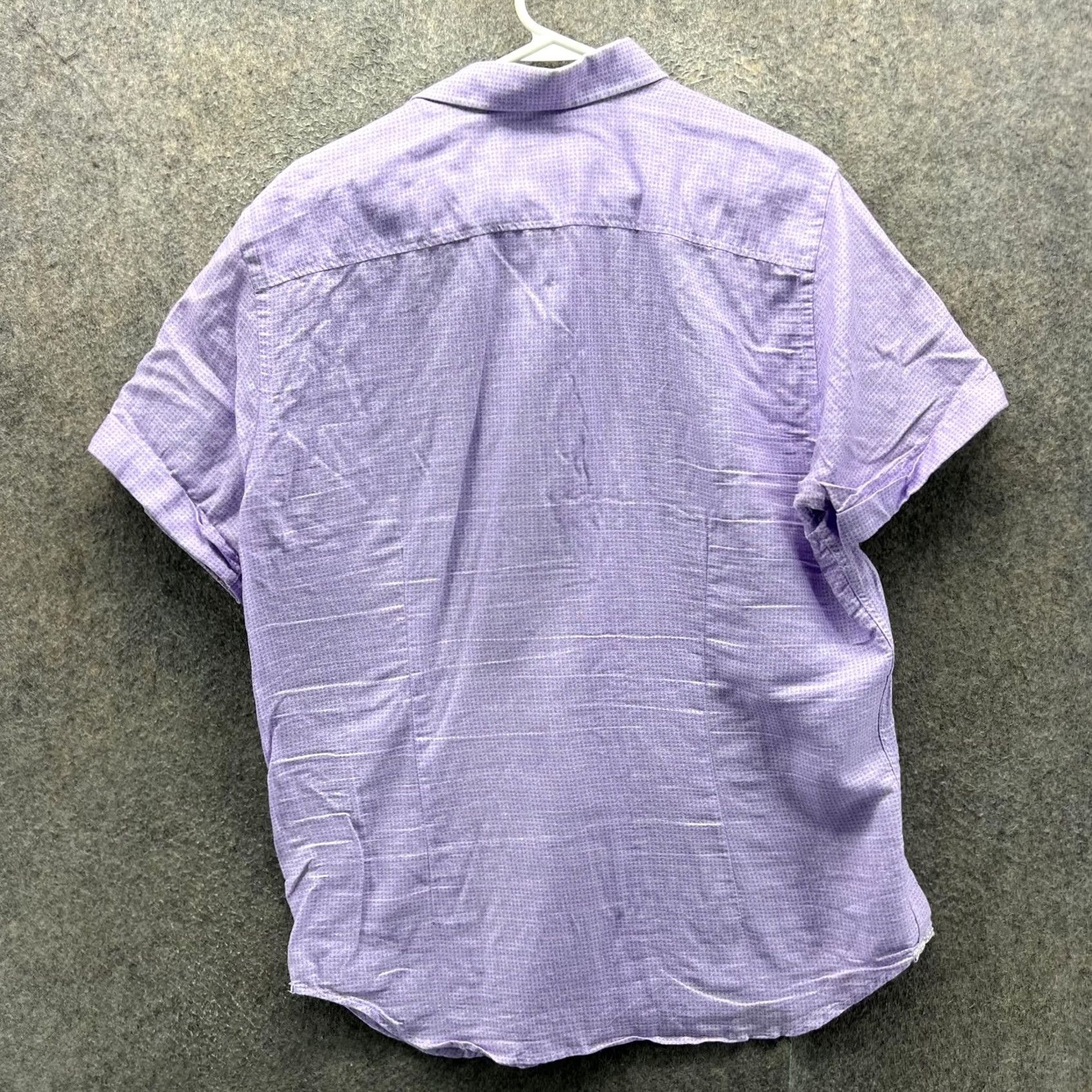 Robert Graham Robert Graham Shirt Mens L Purple Check Short Sleeve Button Front Slim Fit Size US L / EU 52-54 / 3 - 7 Thumbnail