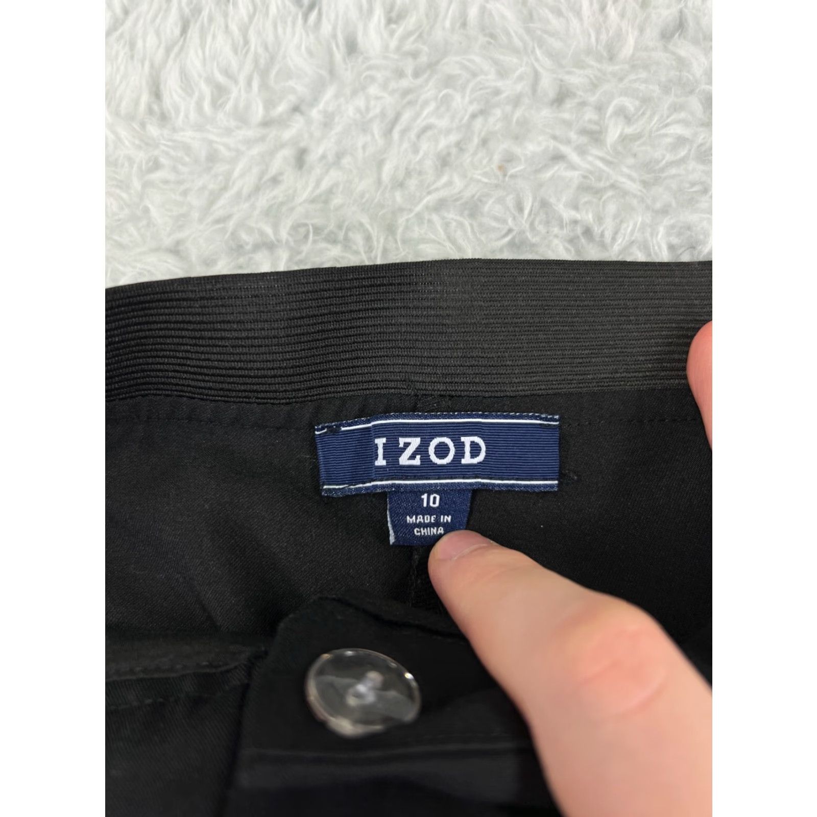 Izod IZOD Pants Womens 10 Black Polyester Blend Twill Straight Waist Comfort Stretch Size 32" / US 10 / IT 46 - 3 Thumbnail