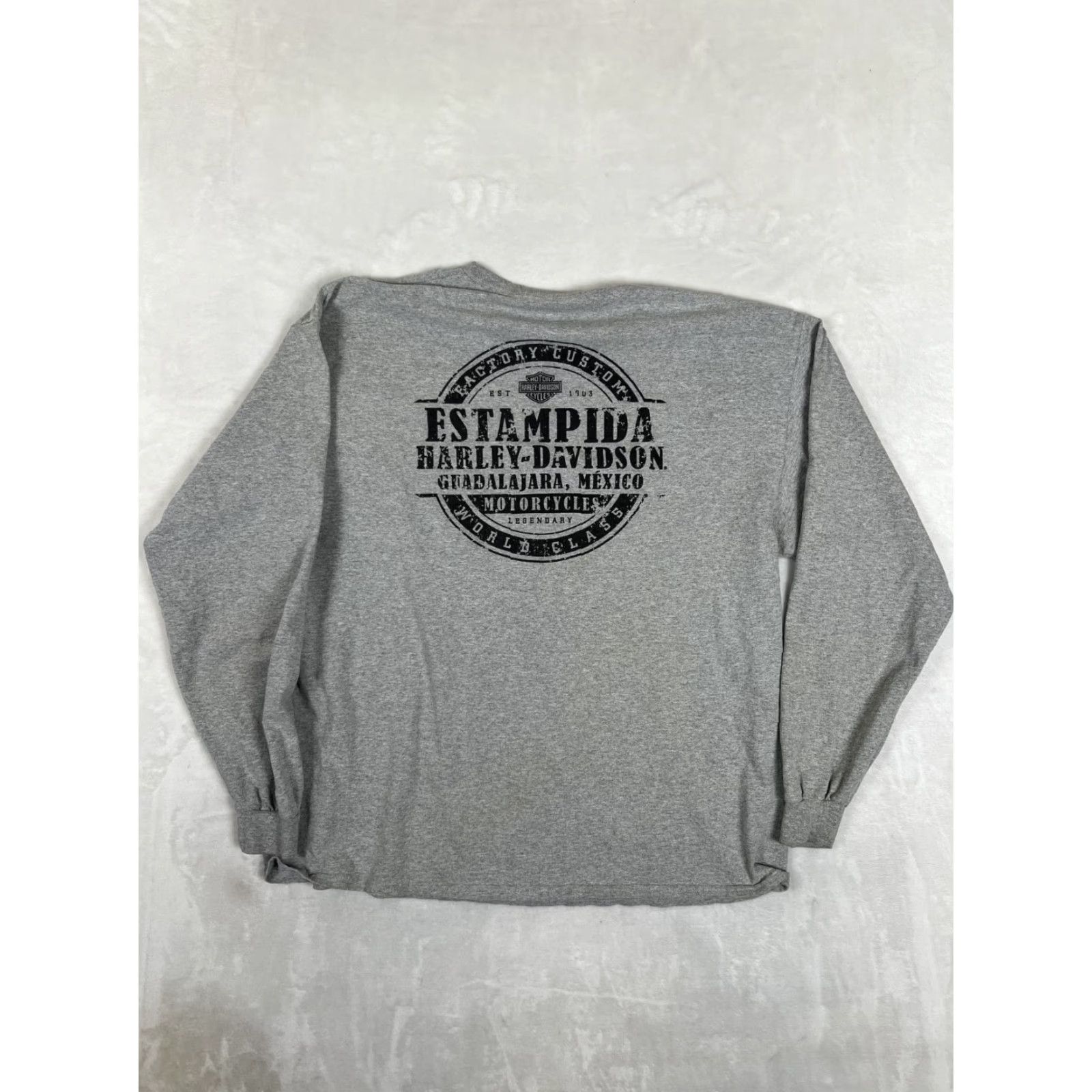 Harley Davidson Harley-Davidson Long Sleeve Shirt Mens XL Gray Skull Guadalajara Mexico Graphic Print Crew Neck Cotton Knitted 2010-2019 Vintage No Size US XL / EU 56 / 4 - 7 Thumbnail