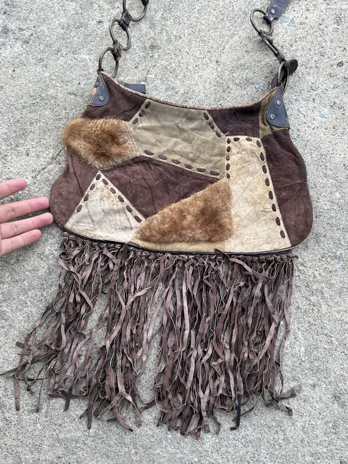 Kapital Leather Bag Fur Patch Work Tessel Besti Belli Japanese Size ONE SIZE - 4 Thumbnail