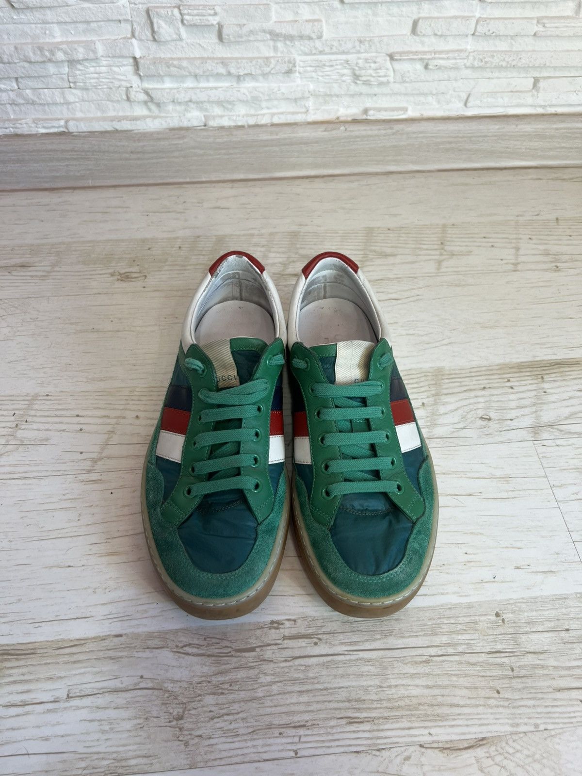 Gucci Gucci Green Suede Nylon Sneakers 501215 Size 38 / US 8 Size US 7.5 / IT 37.5 - 3 Thumbnail