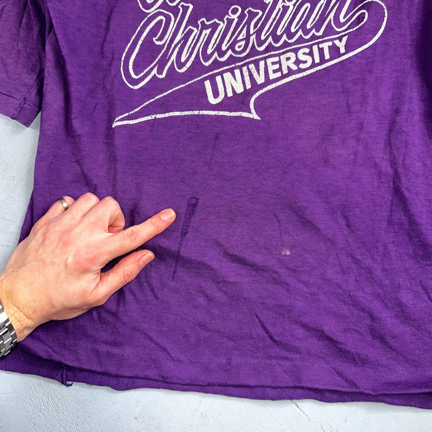 Vintage VINTAGE Abilene Christian University Texas 70s T Shirt Football Raglan Purple 1970s Mens L Size US L / EU 52-54 / 3 - 3 Thumbnail