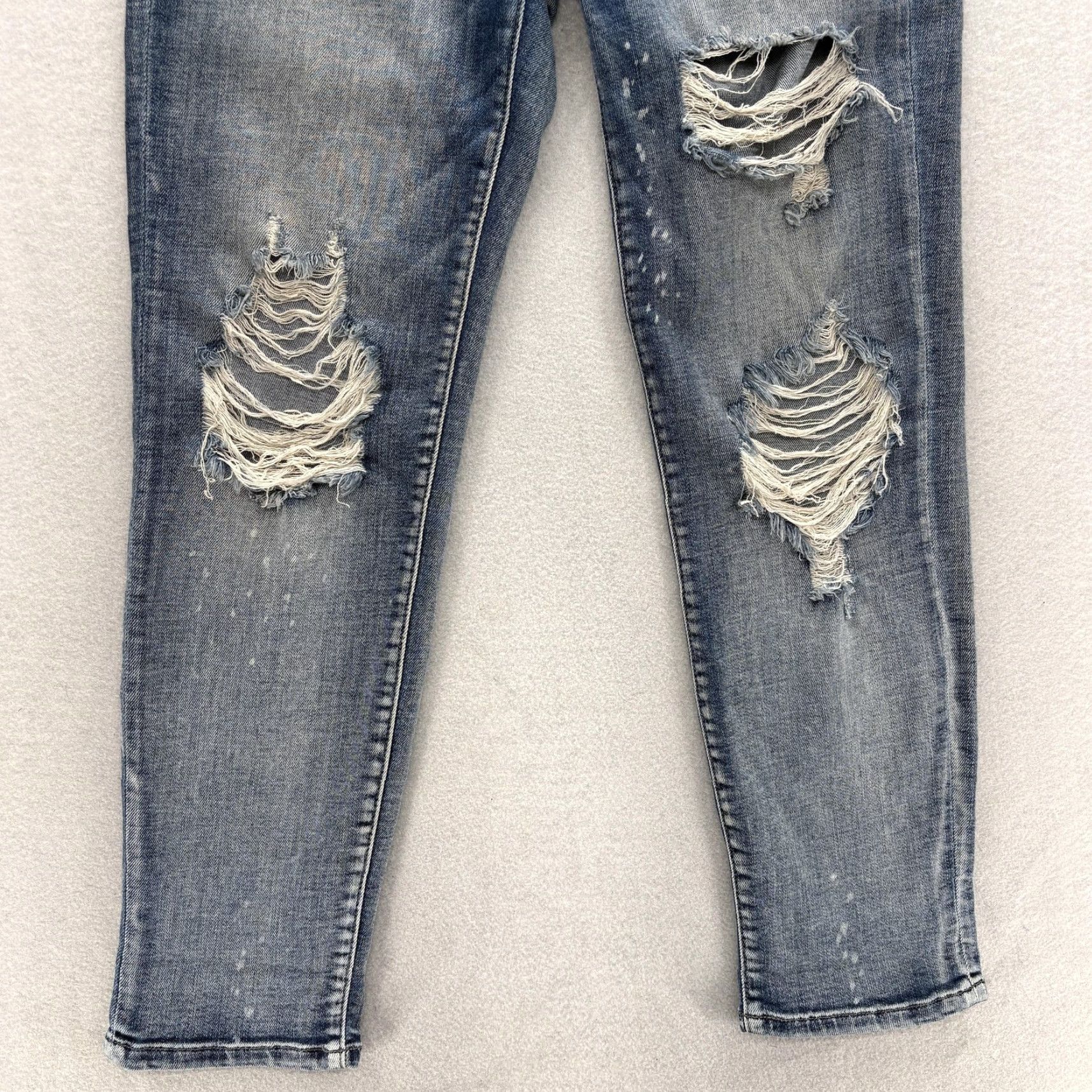 Denime Judy Blue Jeans Womens 28 Boyfriend Distressed Light Blue Denim 5-Pocket Stretch Mid Rise Relaxed Zip Closure Casual 90s Size 28" / US 6 / IT 42 - 3 Thumbnail
