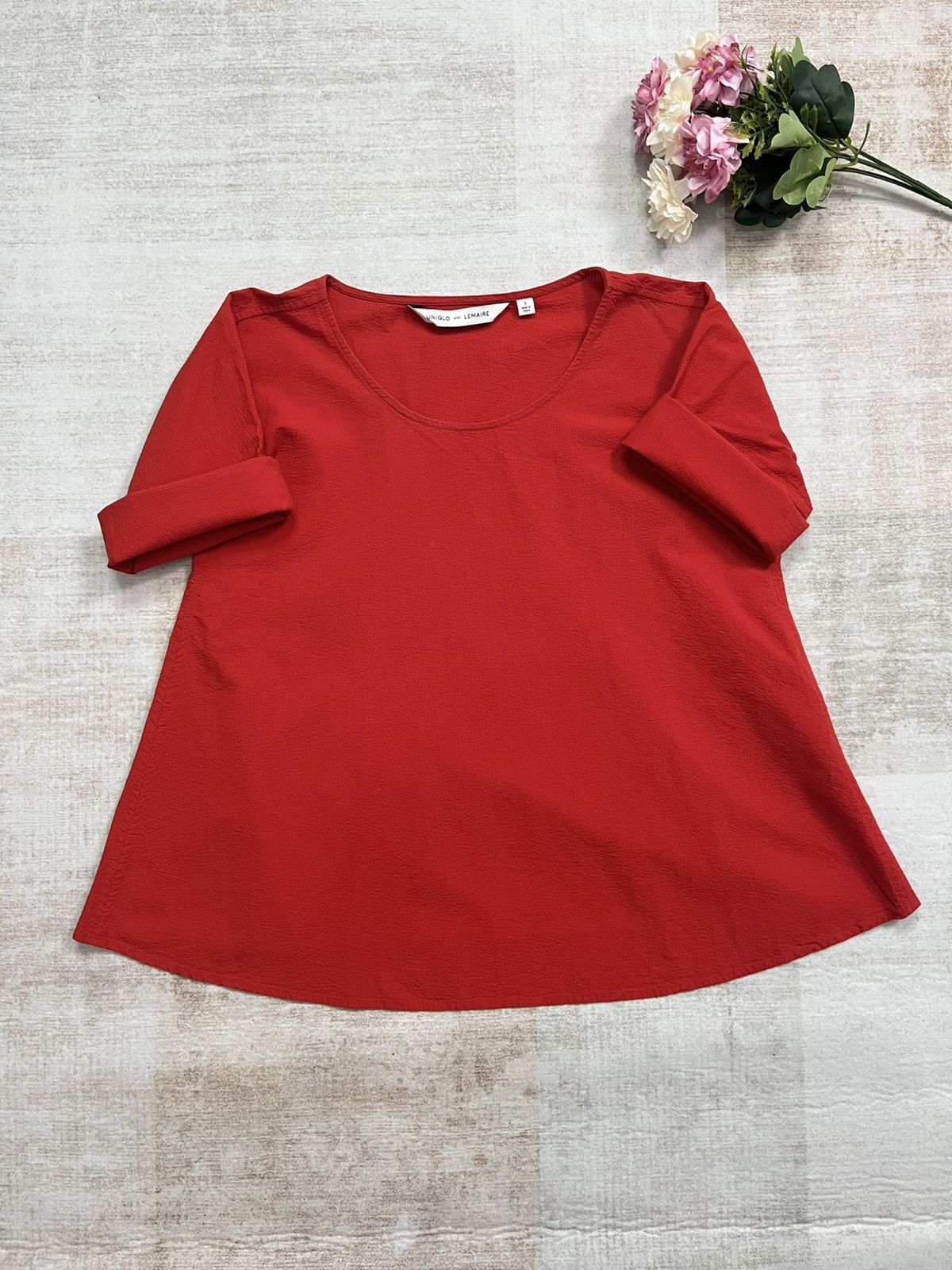 Lemaire × Uniqlo Uniqlo and Lemaire seersucker boxy red blouse Size M / US 6-8 / IT 42-44 - 1 Thumbnail