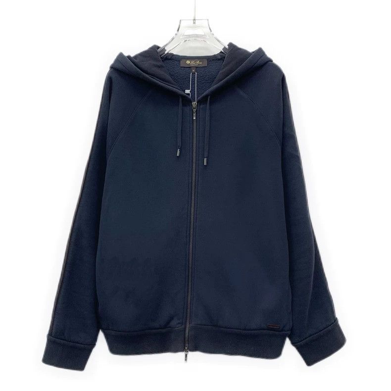 Loro Piana LORO PIANA Dark blue cotton hooded drawstring zipper hoodi Size M / US 6-8 / IT 42-44 - 1 Thumbnail