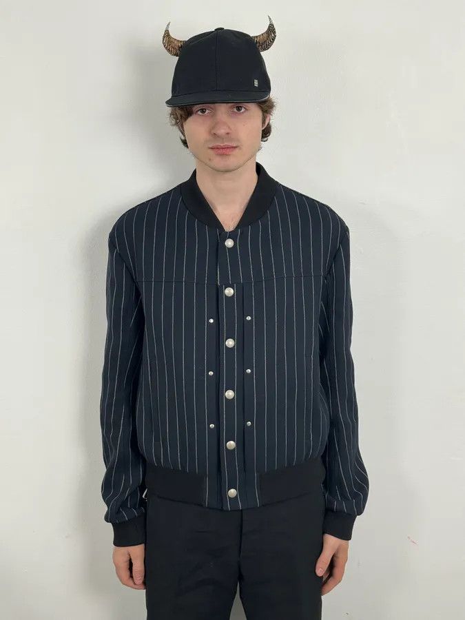 Maison Margiela SS2016 Maison Margiela Navy Striped Pinstripe Wool Bomber Jacket Size US S / EU 44-46 / 1 - 2 Thumbnail