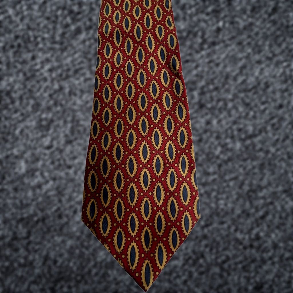 Nordstrom Gitman Bros Nordstrom Mens Silk Pointed Tie Red/Blue Geometric Pattern USA Made Size ONE SIZE - 1 Thumbnail