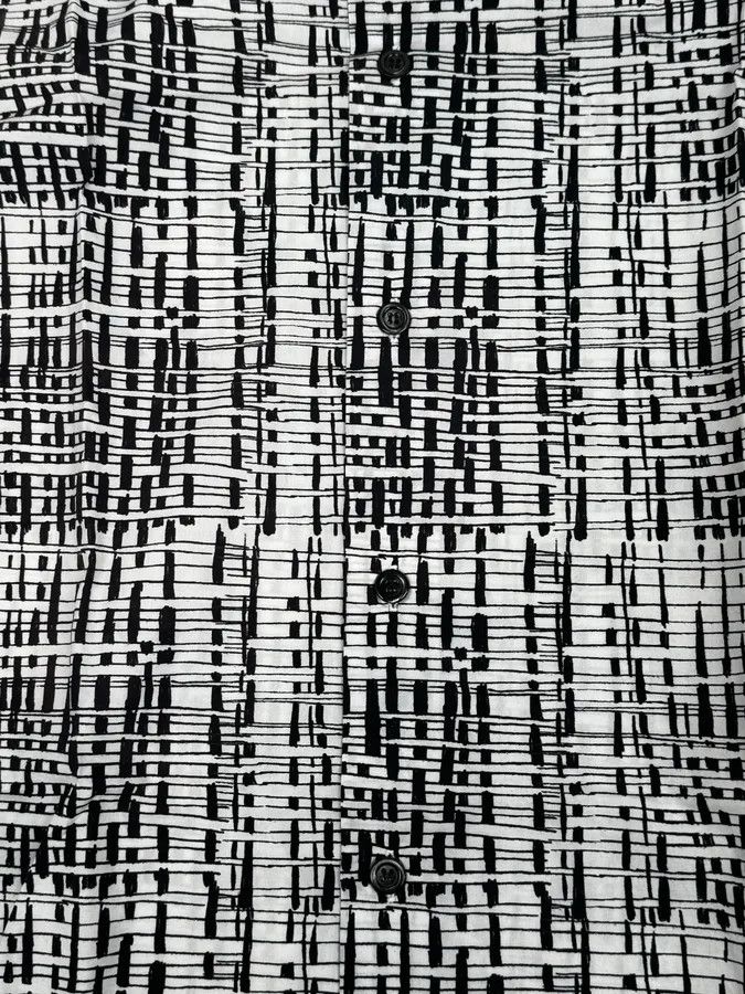 agnes b. Agnès B Trompe L’oeil Script Abstract Black & White Shirt Size US M / EU 48-50 / 2 - 8 Thumbnail