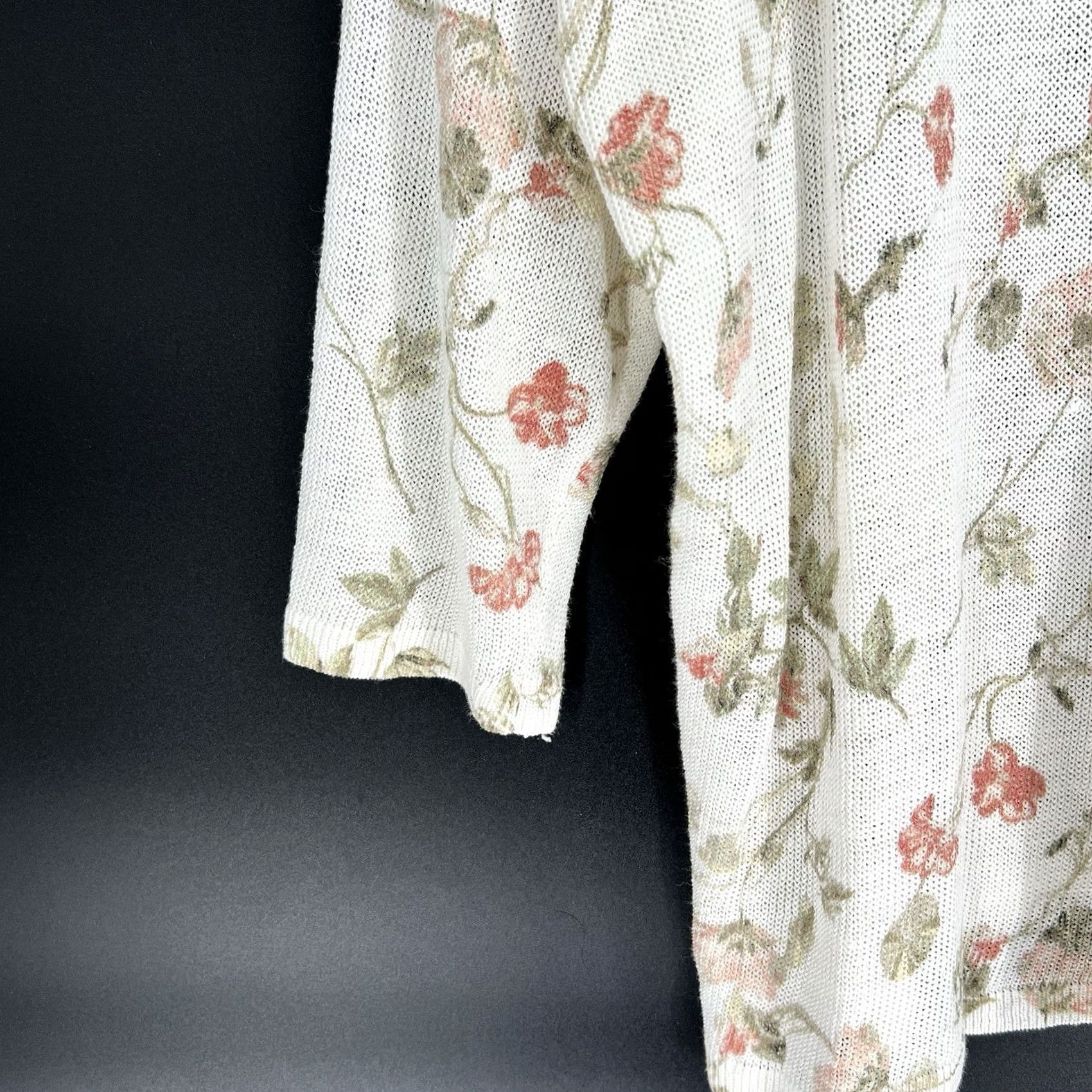 J. Jill J. Jill Knit 3/4 Sleeve Linen Blend Ivory Floral Tunic Sweater Side Slits Large Size L / US 10 / IT 46 - 4 Thumbnail