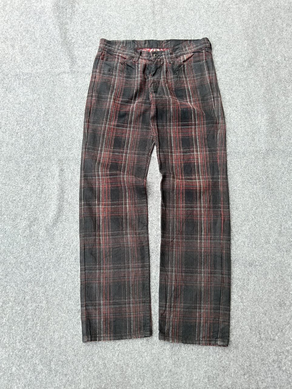 Levi's Vintage Clothing Rare Y2K Levi's 519 Dark Flannel Plaid Pants Made in Japan. Size US 31 - 6 Thumbnail