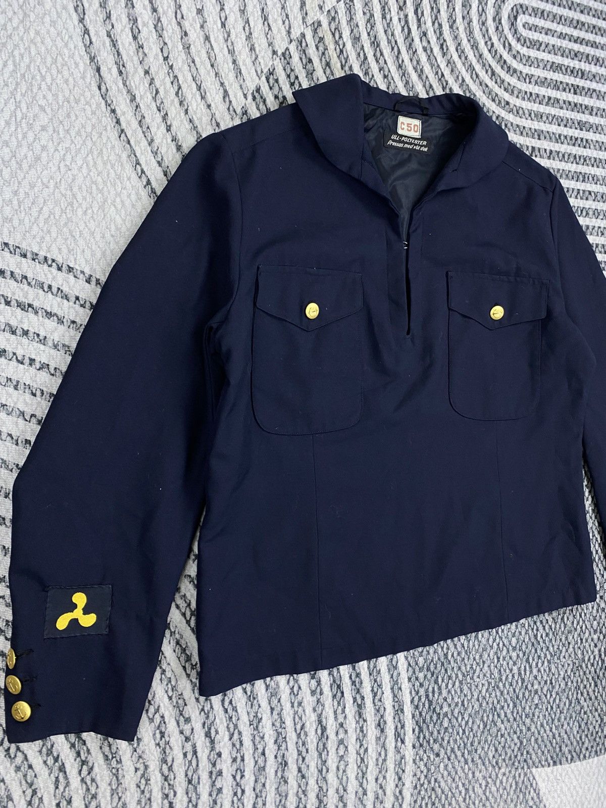Vintage Vintage Swedish Navy Sailor Gold Anchor Button Shirt Size US M / EU 48-50 / 2 - 3 Thumbnail