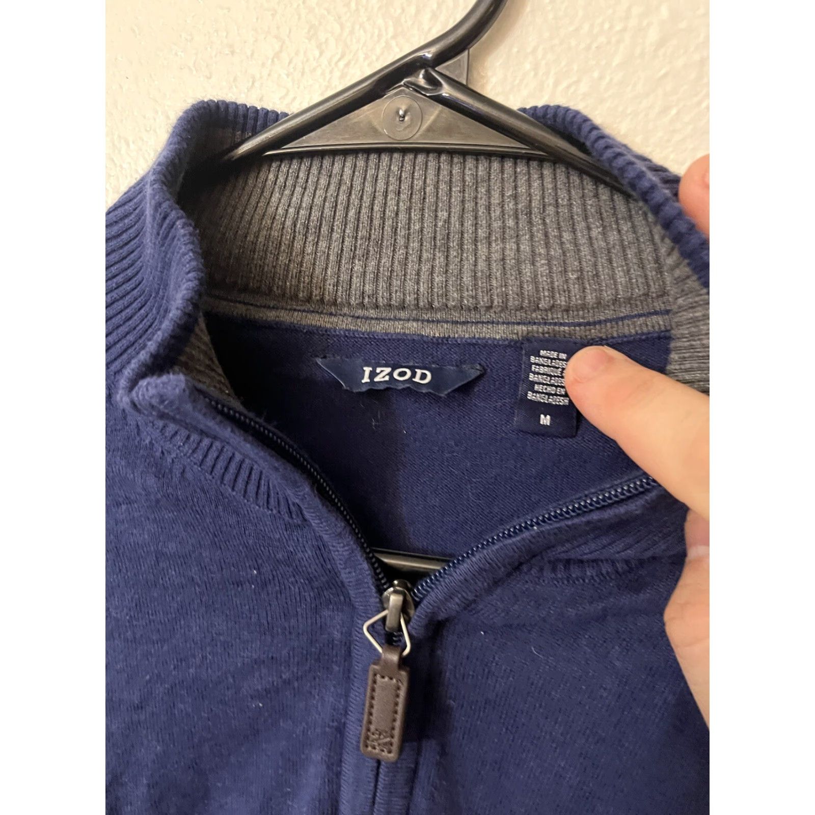 Izod Izod Solid Long Sleeve Pullover 1/4 Zip Blue M Men Size US M / EU 48-50 / 2 - 3 Thumbnail