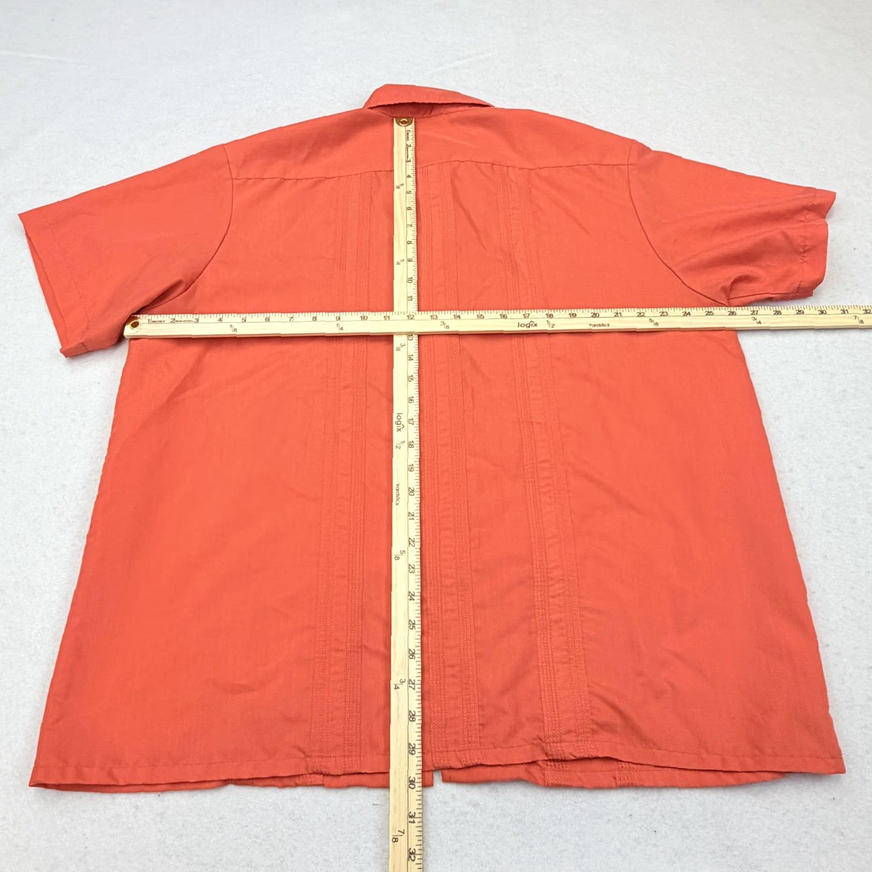 Haband Haband Guayabera Shirt Mens 3XL Orange Embroidered Zip Front Short Sleeve Cuban Size US XXL / EU 58 / 5 - 6 Thumbnail
