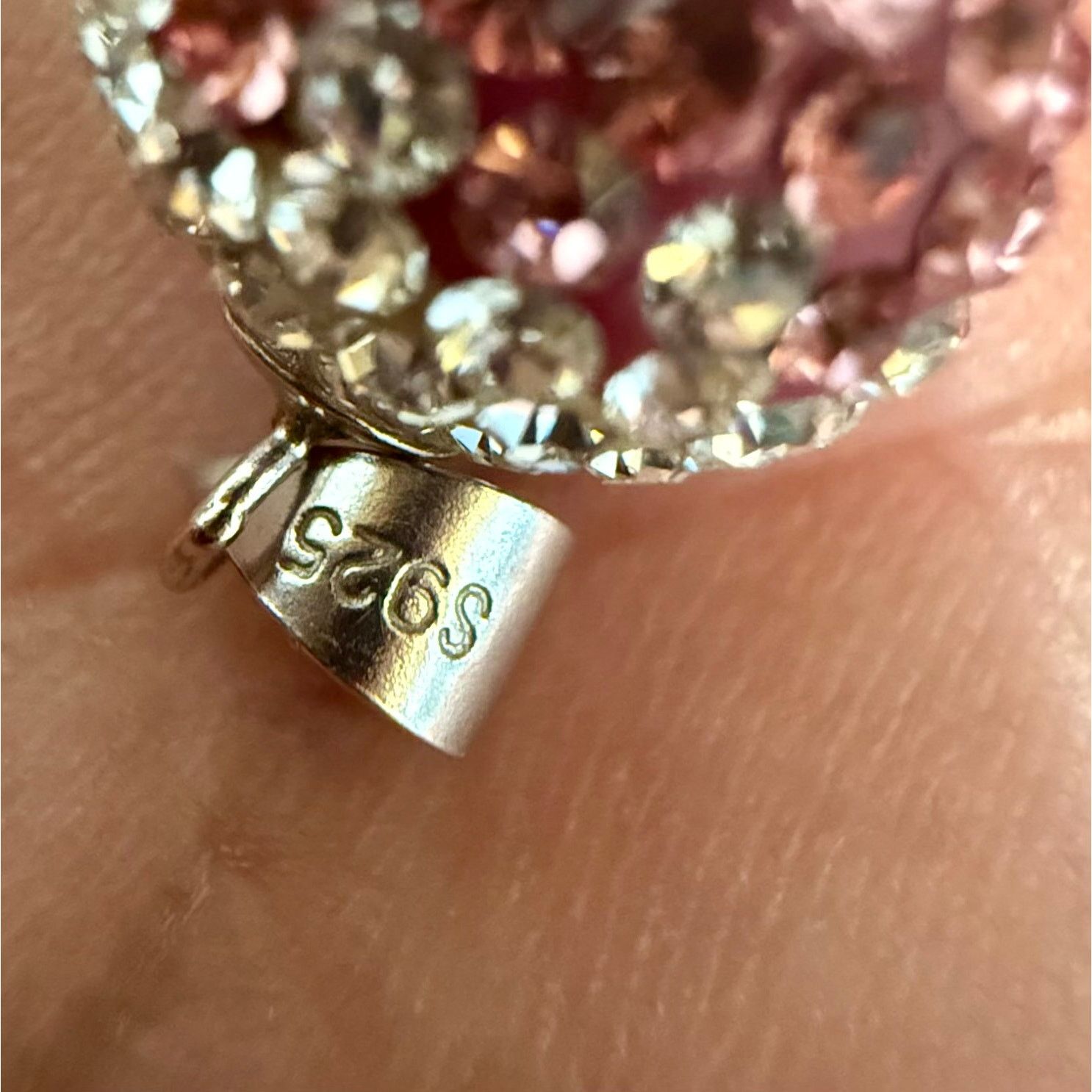 Other Vintage Sterling Silver 925 Pink Ombre Crystal Pavé Pendant Size ONE SIZE - 7 Thumbnail