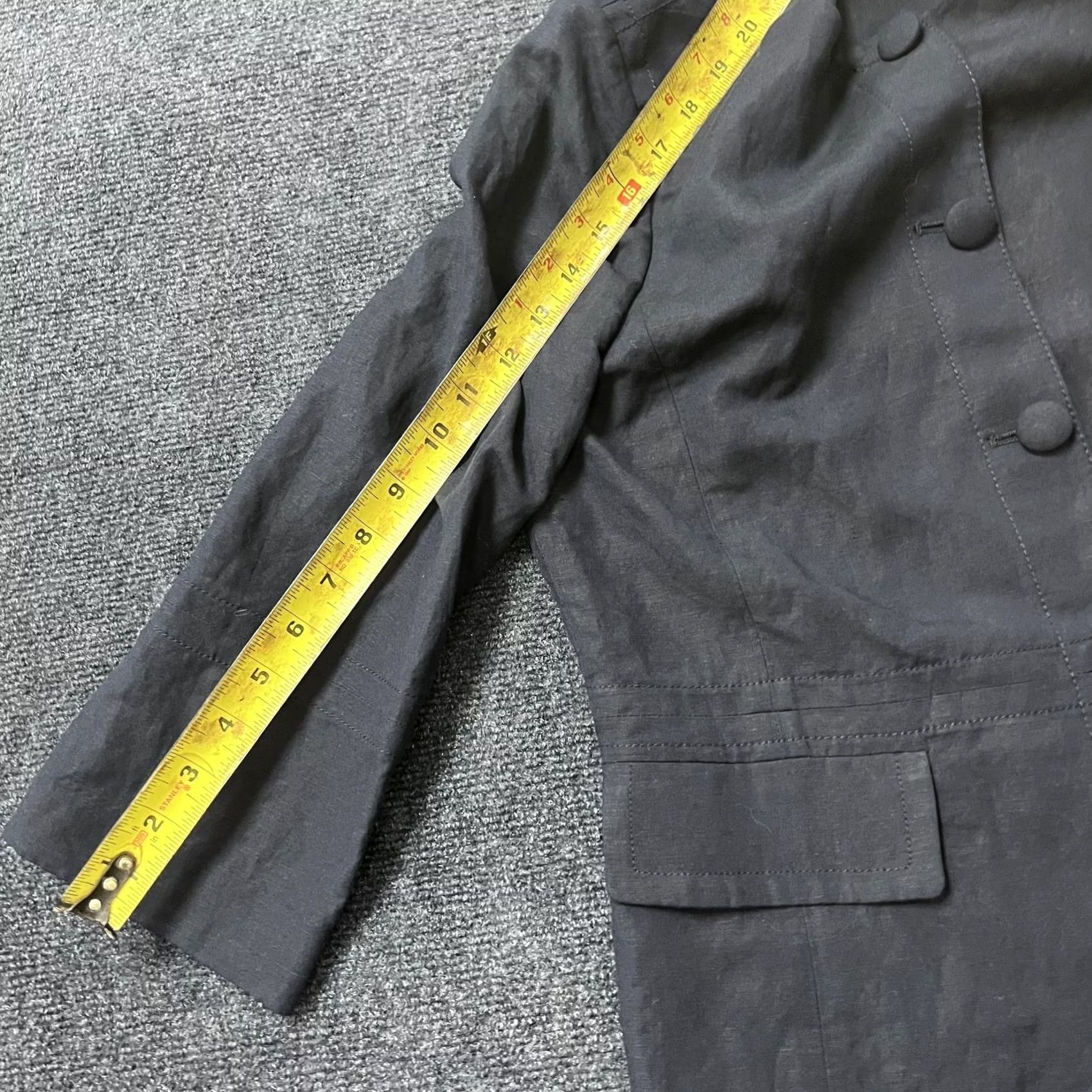 Karl Lagerfeld Karl Lagerfeld Paris Blazer Womens 8 Gray Linen Blend 3/4 Sleeve Button Front Size M / US 6-8 / IT 42-44 - 7 Thumbnail