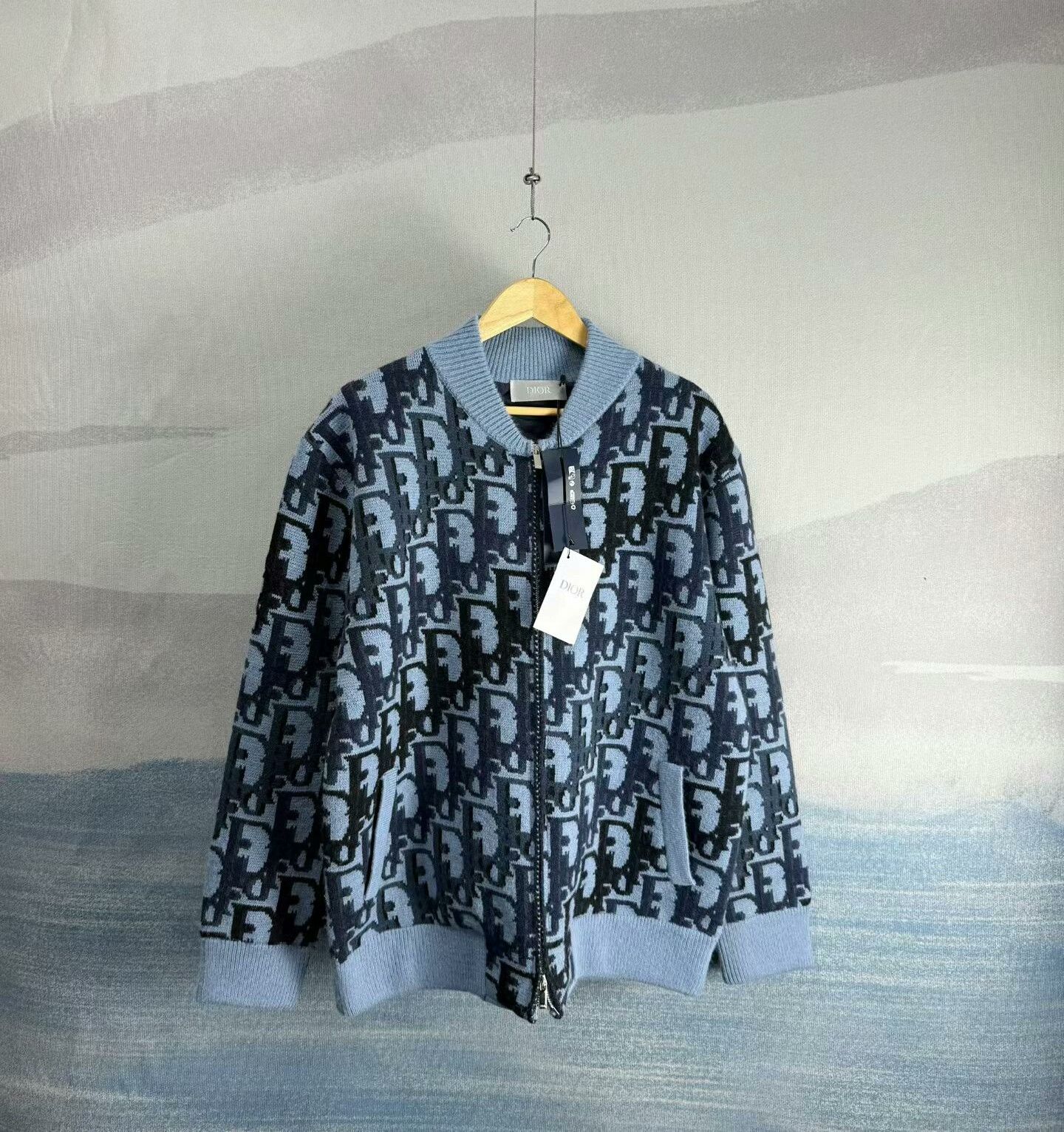 Dior dior blue patterned wool zip jacket size M Size US M / EU 48-50 / 2 - 1 Thumbnail