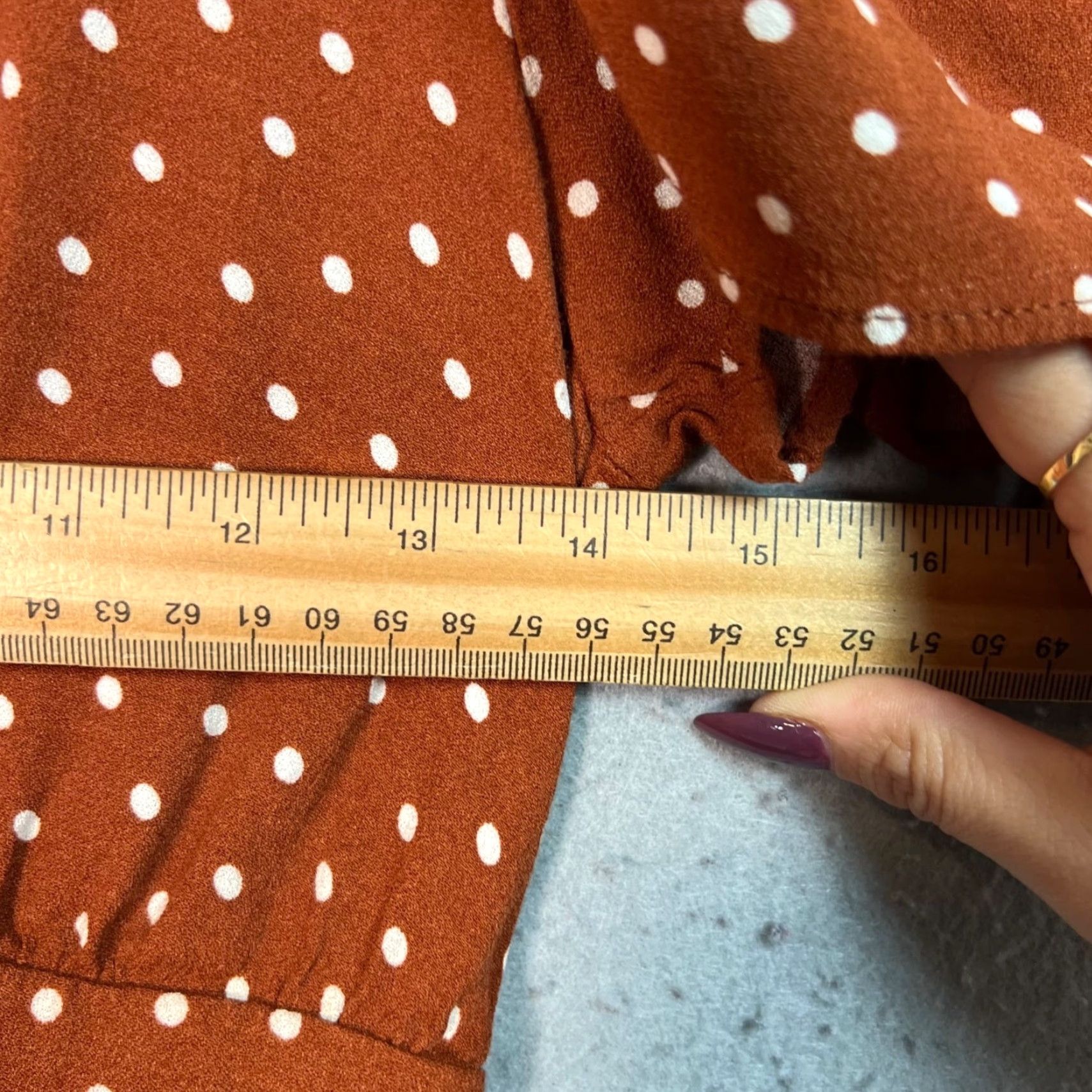 Vintage AFRM Womens Midi Rust Polka Dot Dress With Side Slit Back Cutout Size M / US 6-8 / IT 42-44 - 5 Thumbnail