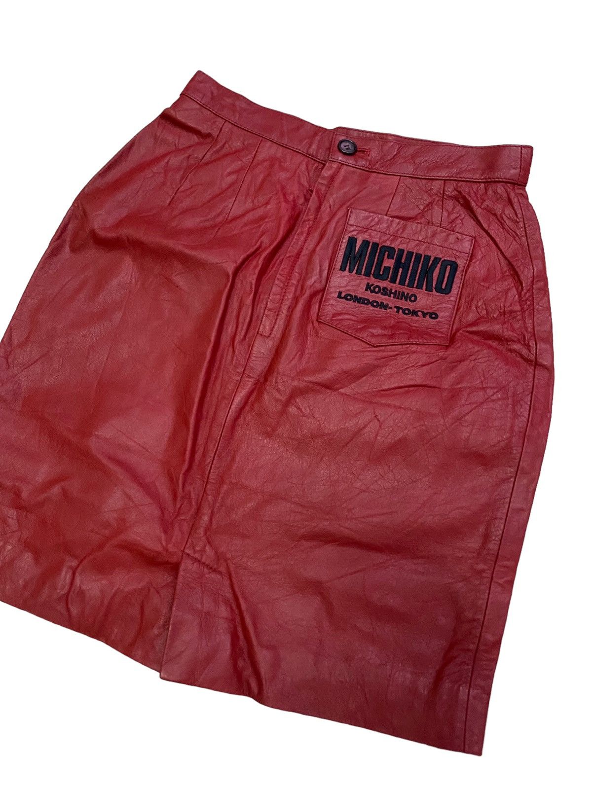 Leather × Michiko Koshino London Vintage Michiko London Tokyo Leather Skirt Size 25" / US 0 / IT 36 - 4 Thumbnail