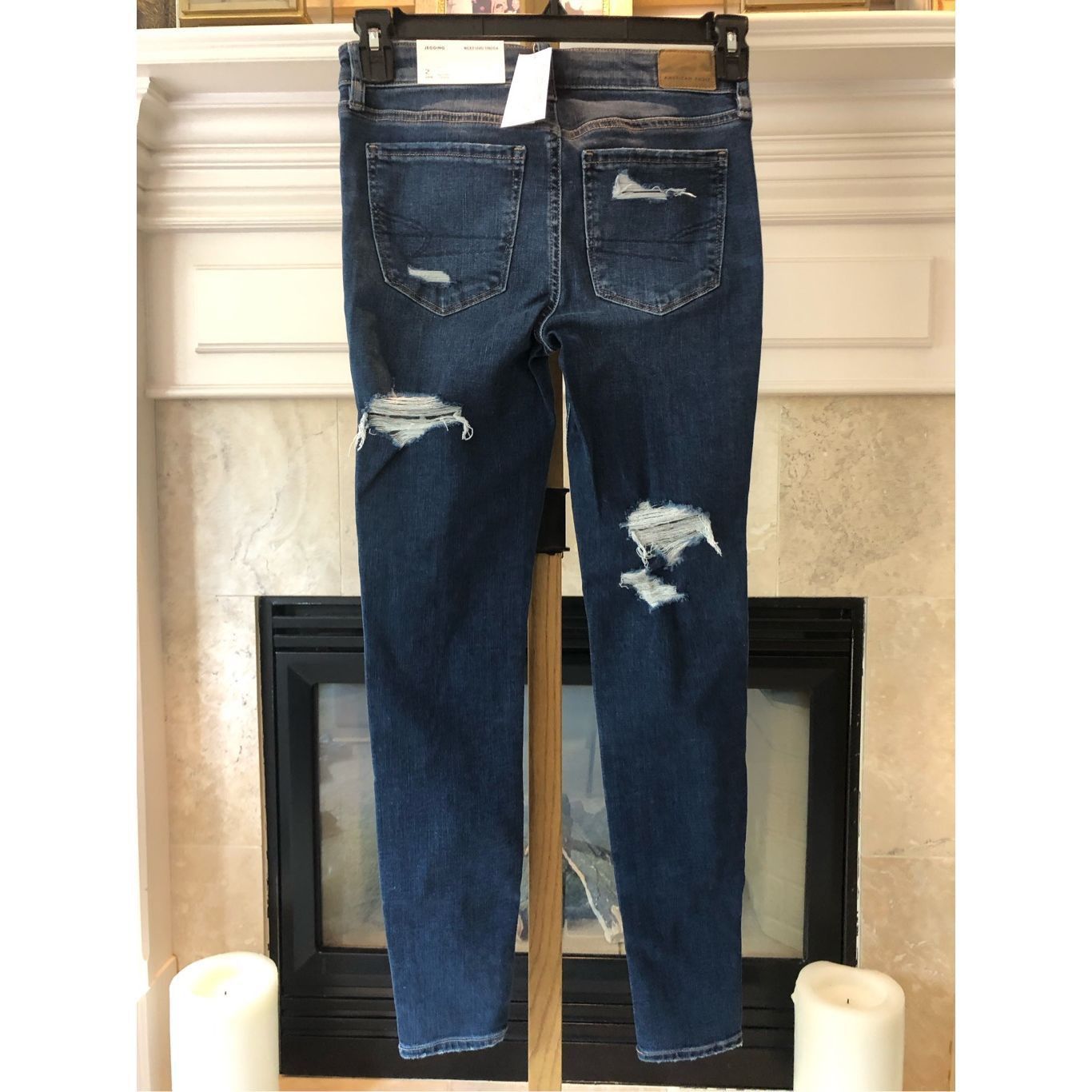 American Eagle Outfitters American Eagle Women’s Blue Ripped Style Jeggings Next Level Size 26" / US 2 / IT 38 - 2 Thumbnail