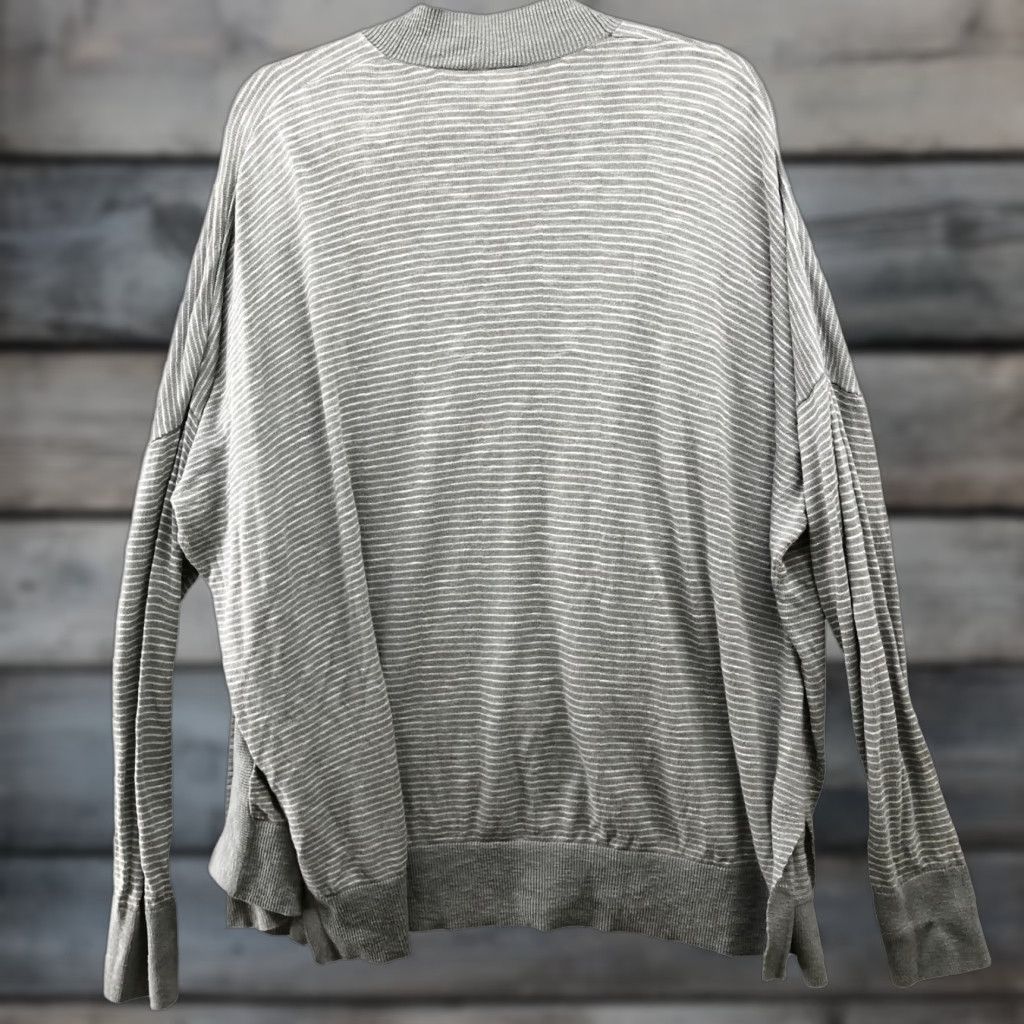 Gap Gap Cardigan Womens XL Gray Striped Slub Knit Lightweight Open Front Side Vents Size XL / US 12-14 / IT 48-50 - 1 Thumbnail