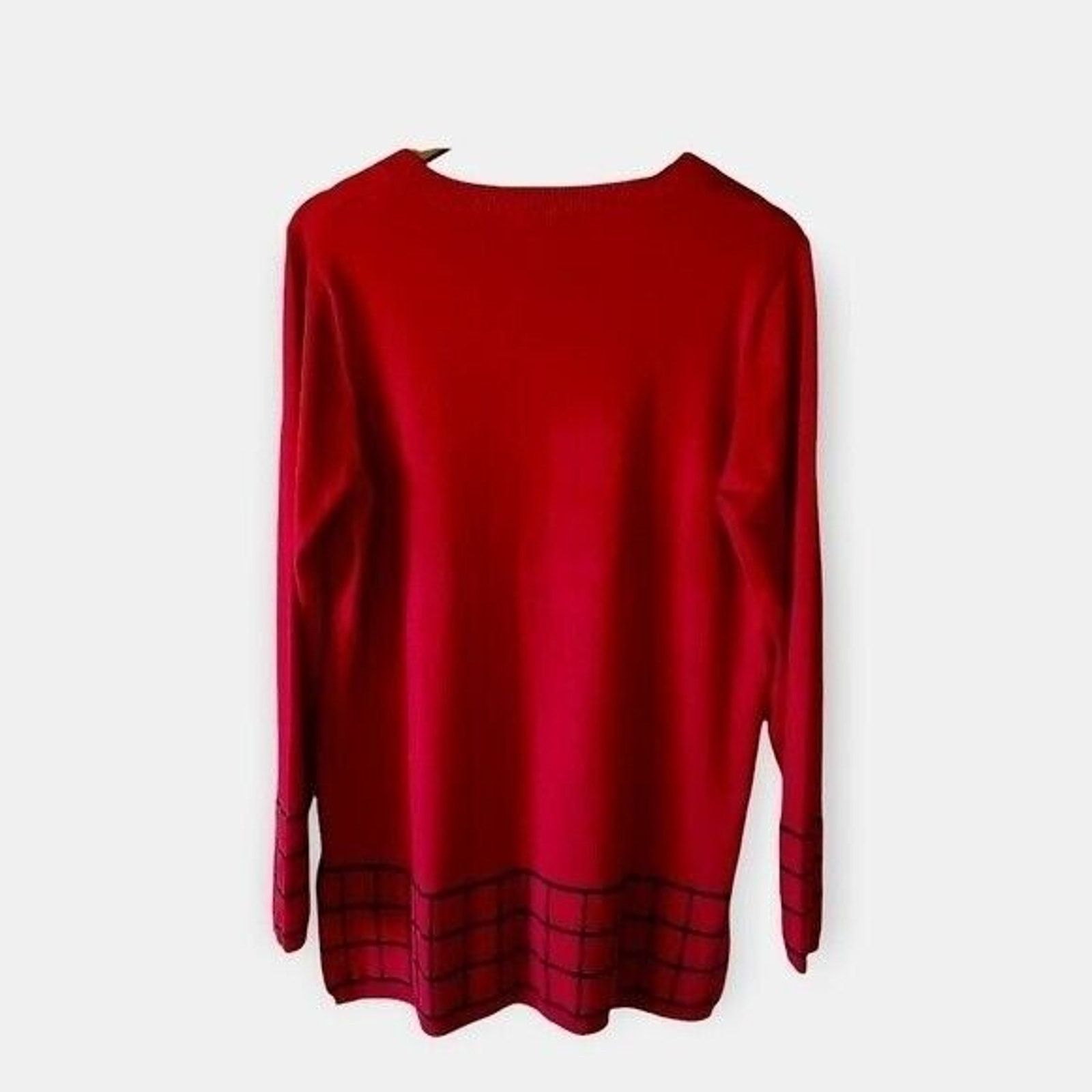 Other Lety & Me Women's Sweater Simple Basic Red Black Size XL Size XL / US 12-14 / IT 48-50 - 2 Thumbnail
