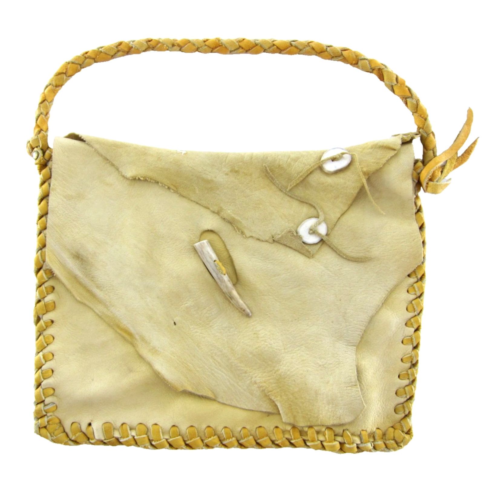 Vintage VINTAGE Handmade Soft Leather Stitched Small Hand bag Purse Tan Brown 100% Leather Top Handle Bag Women Vintage-Style Bag Size ONE SIZE - 2 Thumbnail