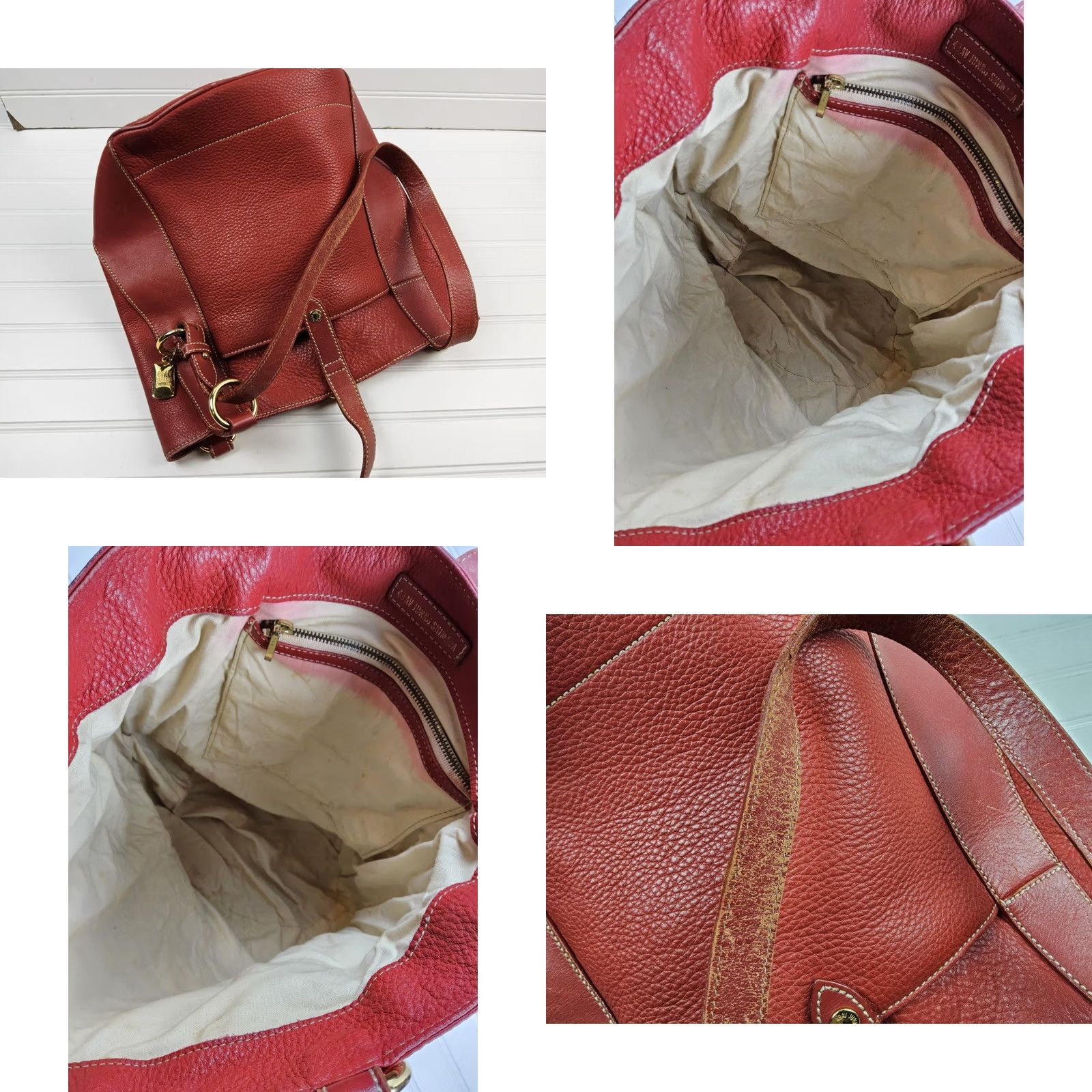 Vintage 49 Av Junko Shimada Tote Leather Handbag Purse Shoulder Pebbled Bright Red Womens Size ONE SIZE - 9 Thumbnail