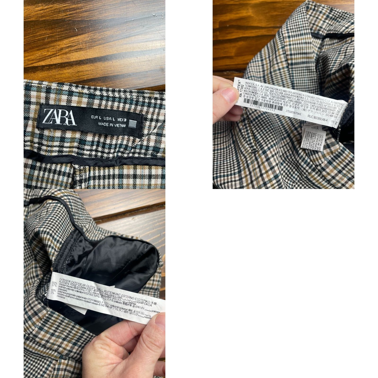 Zara Zara Pants Women's Large L Plaid Dress Pants Black Tan Brown Casual Straight Inseam 27.5 in Color May Vary Free Return Womens Size 36" / US 14 / IT 50 - 8 Thumbnail
