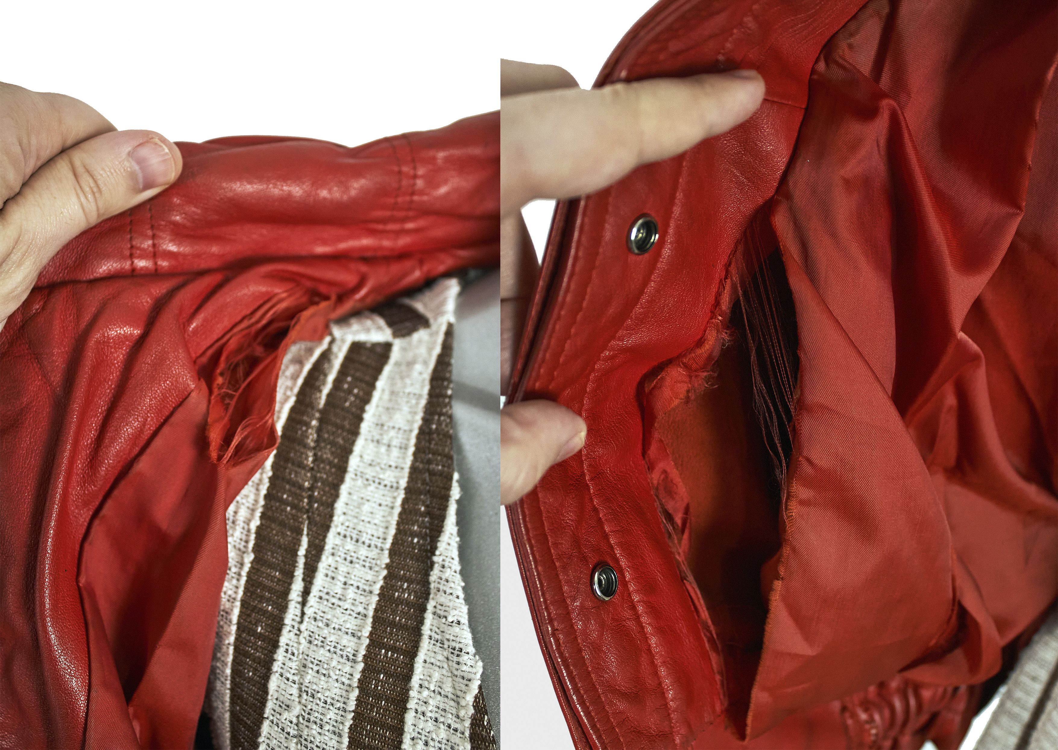 Vintage Authentic 80s Vintage Red Leather Oversized Bomber Jacket Size M / US 6-8 / IT 42-44 - 18 Thumbnail