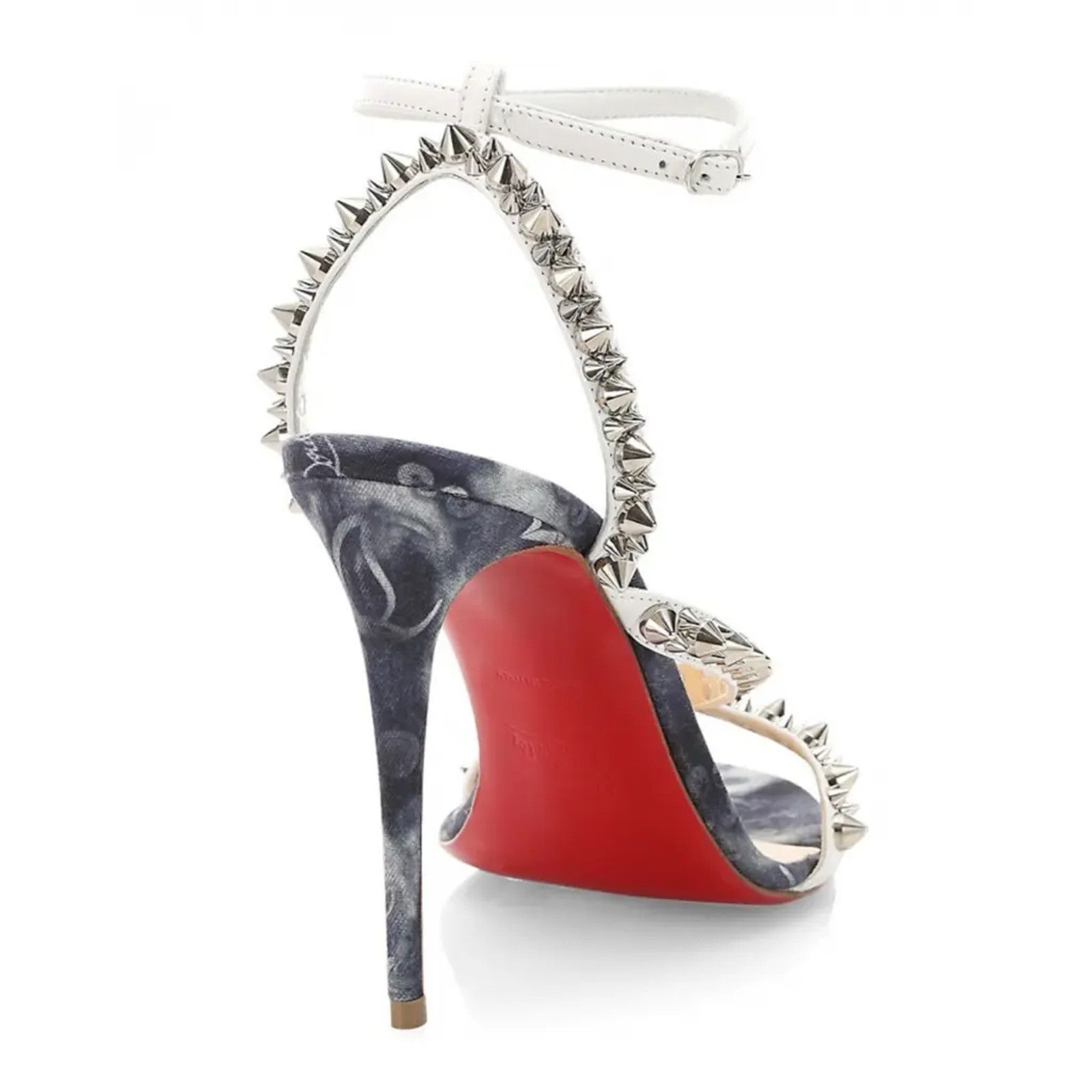 Christian Louboutin Mafaldina Spikes 100 Blue Jeans Strap Sandal Heel Pump 40 Size US 10 / IT 40 - 10 Thumbnail