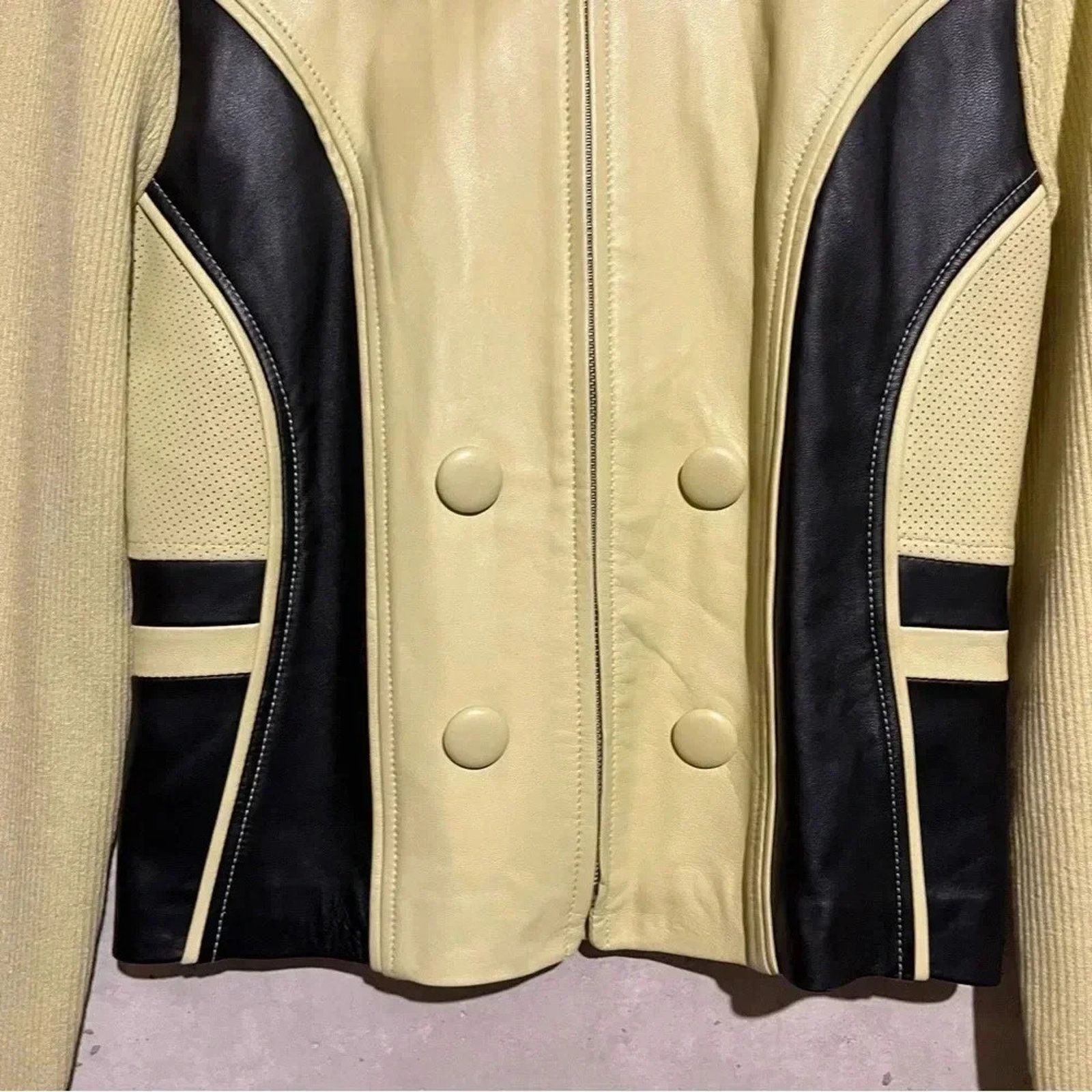 Other One Girl Who Green Black Leather Ribbed Stretch Jacket sz S Size S / US 4 / IT 40 - 9 Thumbnail