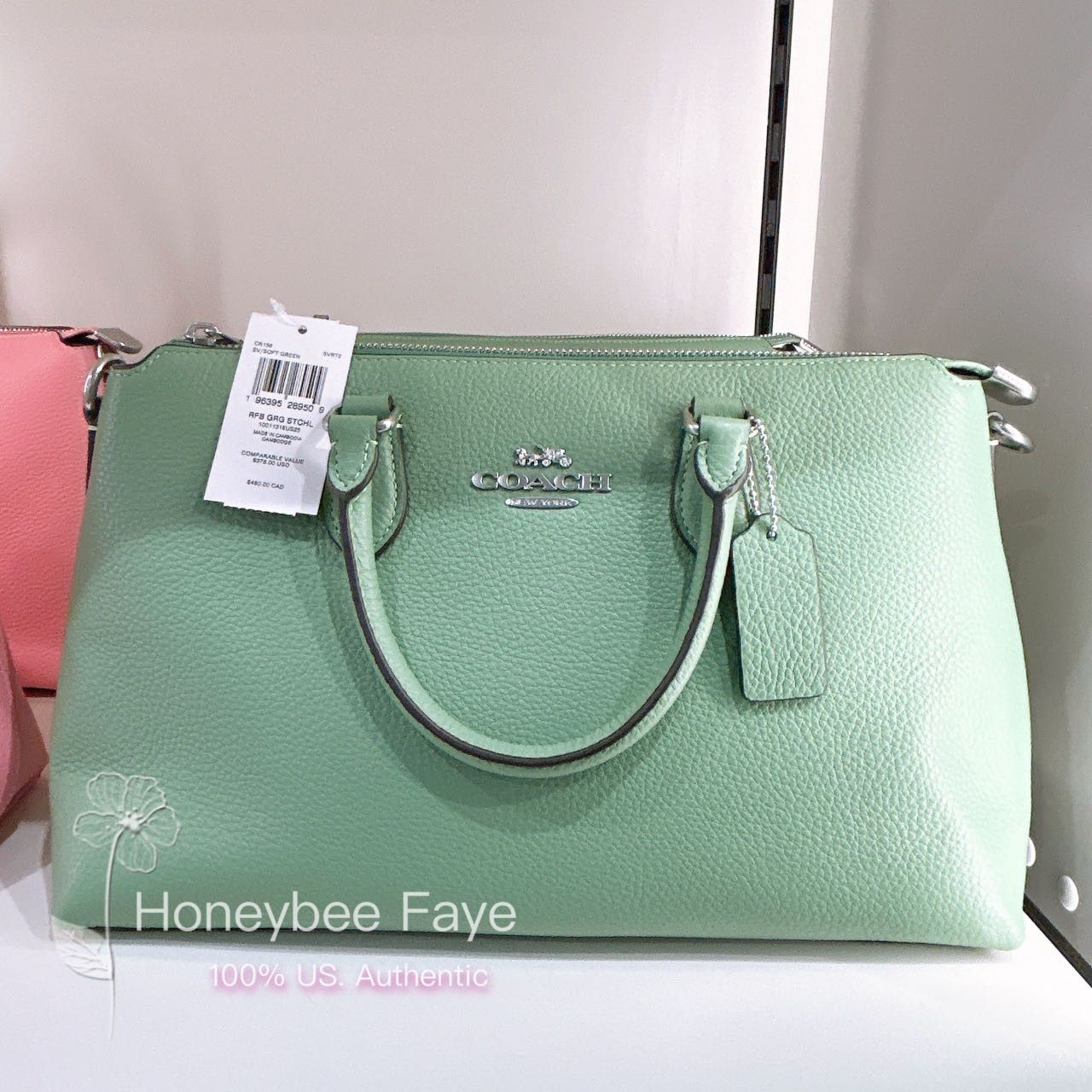 image of Coach Georgia Satchel Cr156 in Leather/Silver/Soft Green, Women's