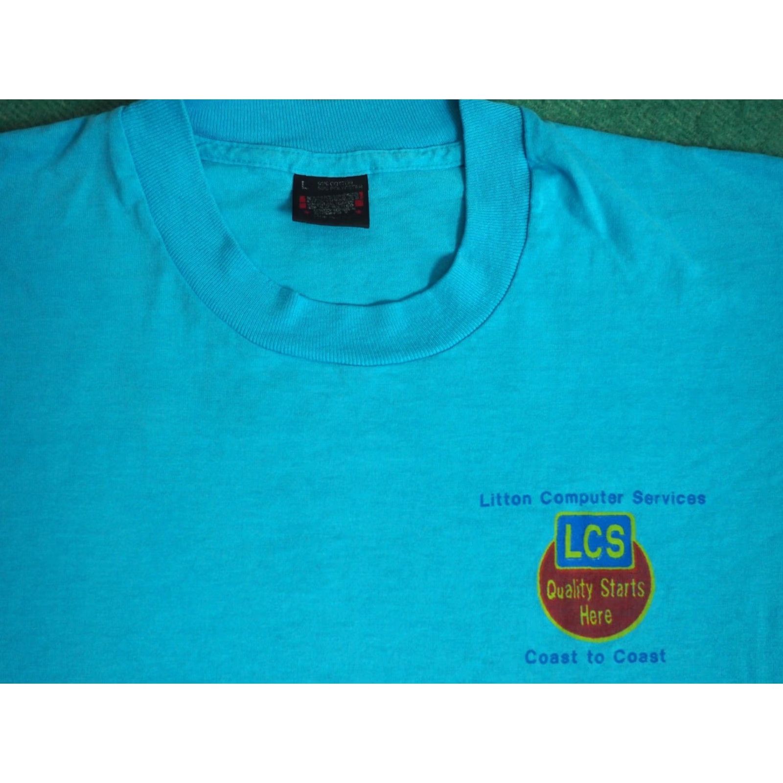 Vintage VTG Screen Stars LCS Computer Tour Tech Promo USA Black Tee Shirt L Mens Graphic Tee 80s 90s Blue Size US L / EU 52-54 / 3 - 6 Thumbnail