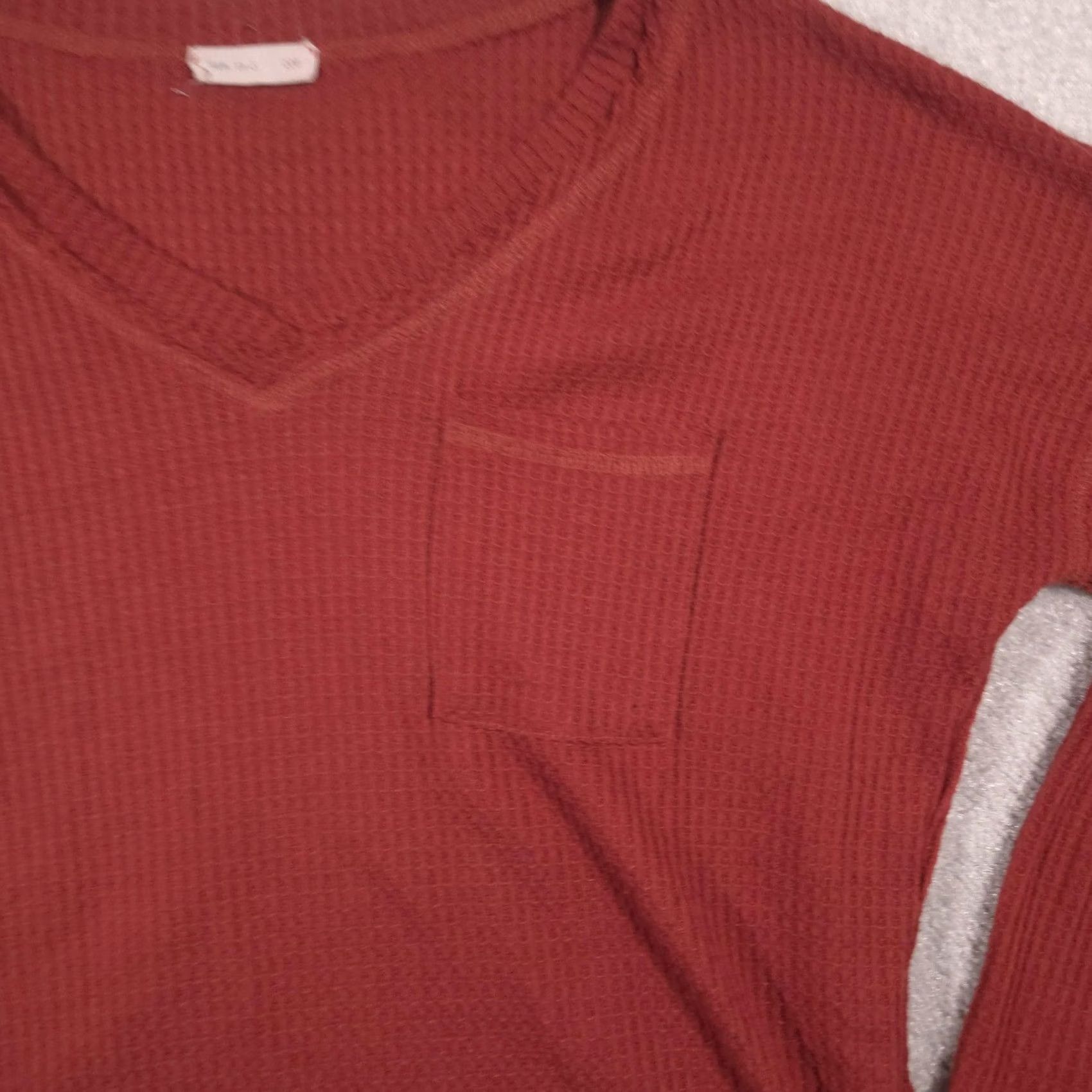 Vintage REB. in J. Shirt Womens S Red V-Neck Long Sleeve Waffle Knit Tunic Top Size S / US 4 / IT 40 - 4 Thumbnail