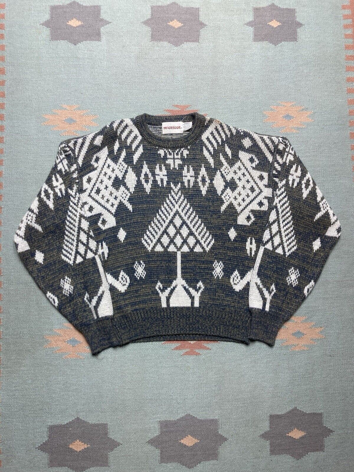 McGregor × Vintage VTG 80s mcgregor knit sweater soft comfy aztec geometric S Size US S / EU 44-46 / 1 - 1 Thumbnail