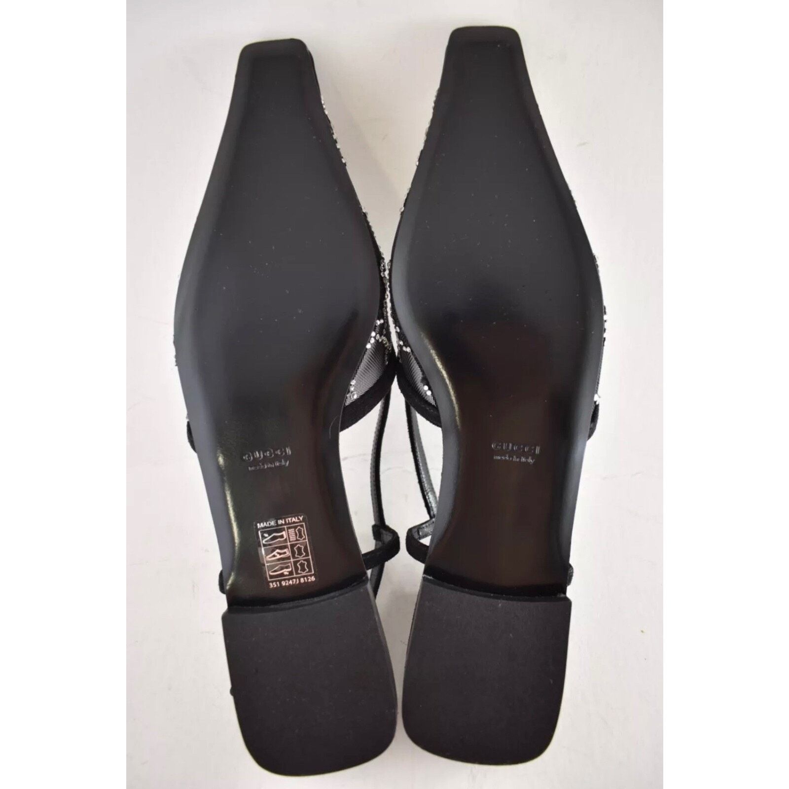 Gucci Gucci Demi GG Crystal Mesh Black Silver Slingback Ballerina Size US 7.5 / IT 37.5 - 16 Thumbnail