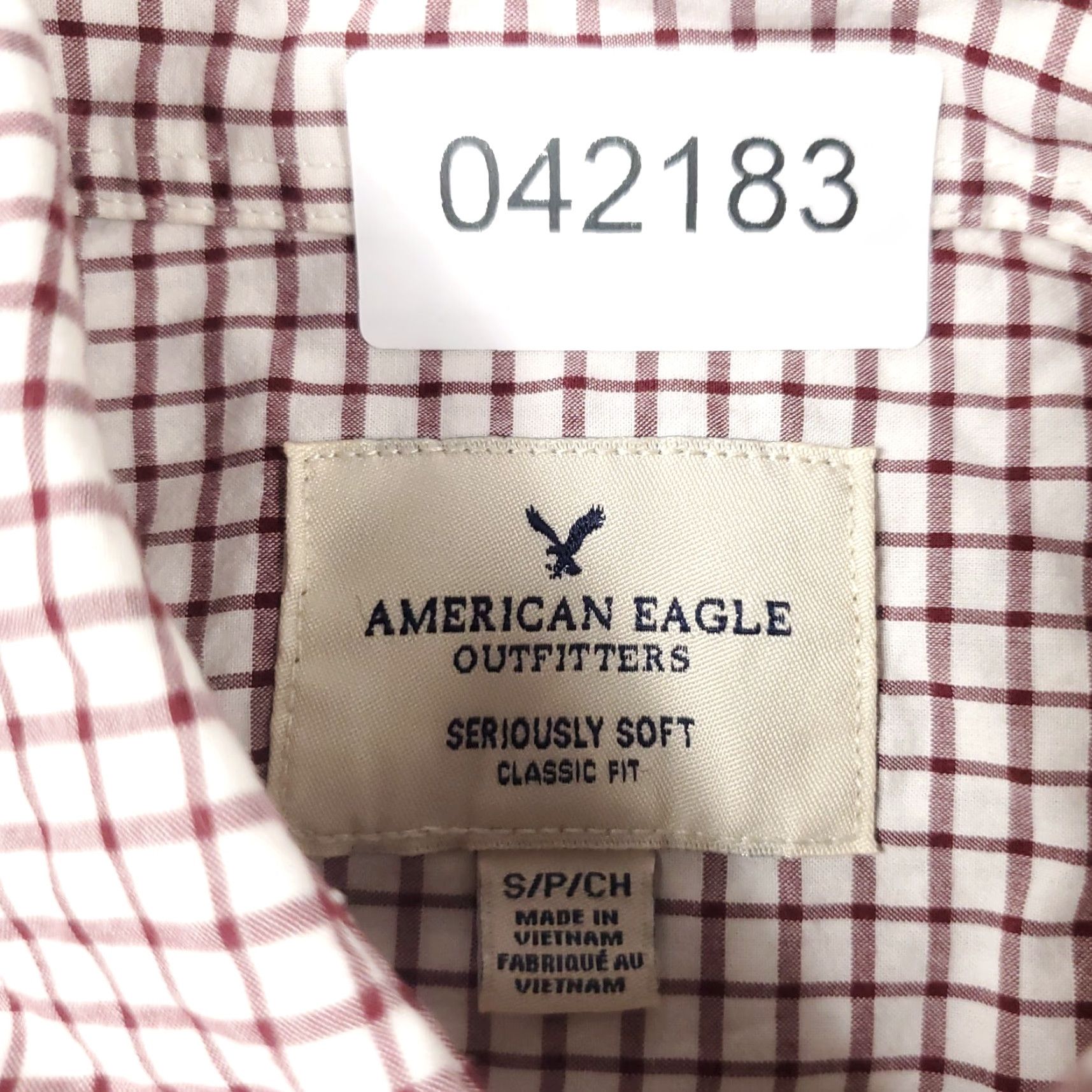 American Eagle Outfitters American Eagle Shirt Mens Small White Red Check Button Up Long Sleeve Casual Size US S / EU 44-46 / 1 - 7 Thumbnail